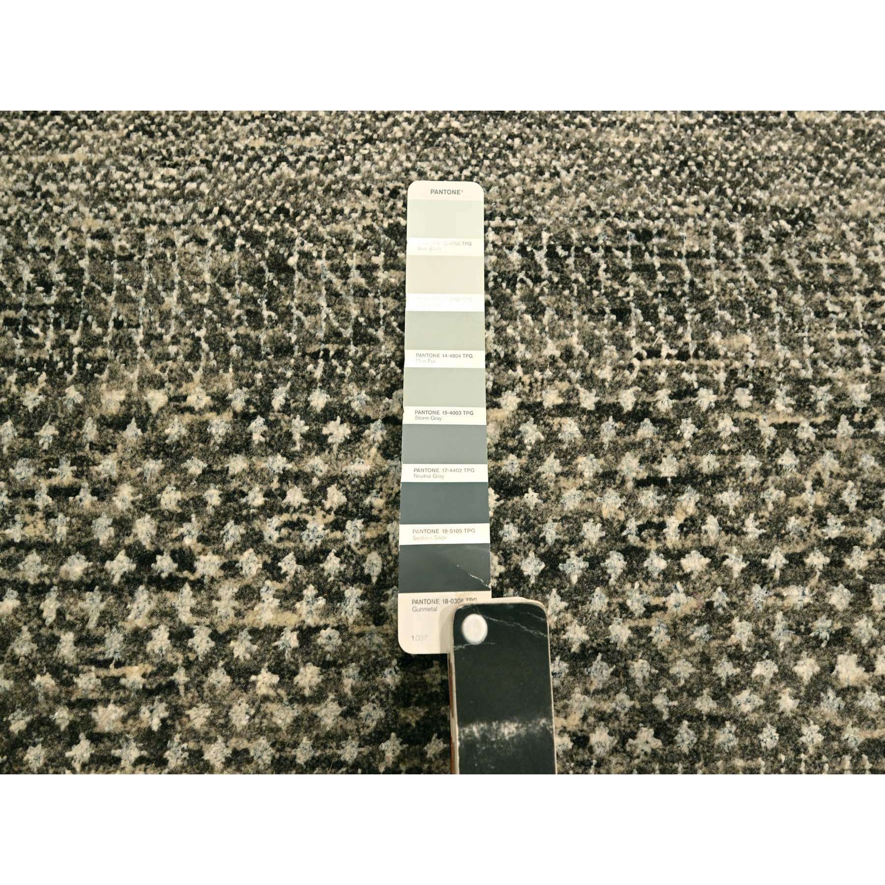 7'9"x10'2" Storm Gray, Modern Grass Design, Tone on Tone, Undyed Natural Wool, Hand Knotted, Oriental Rug Sh76194