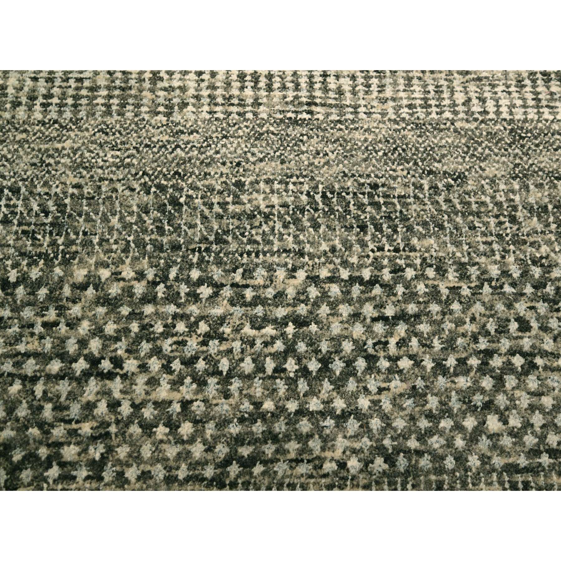 7'9"x10'2" Storm Gray, Modern Grass Design, Tone on Tone, Undyed Natural Wool, Hand Knotted, Oriental Rug Sh76194
