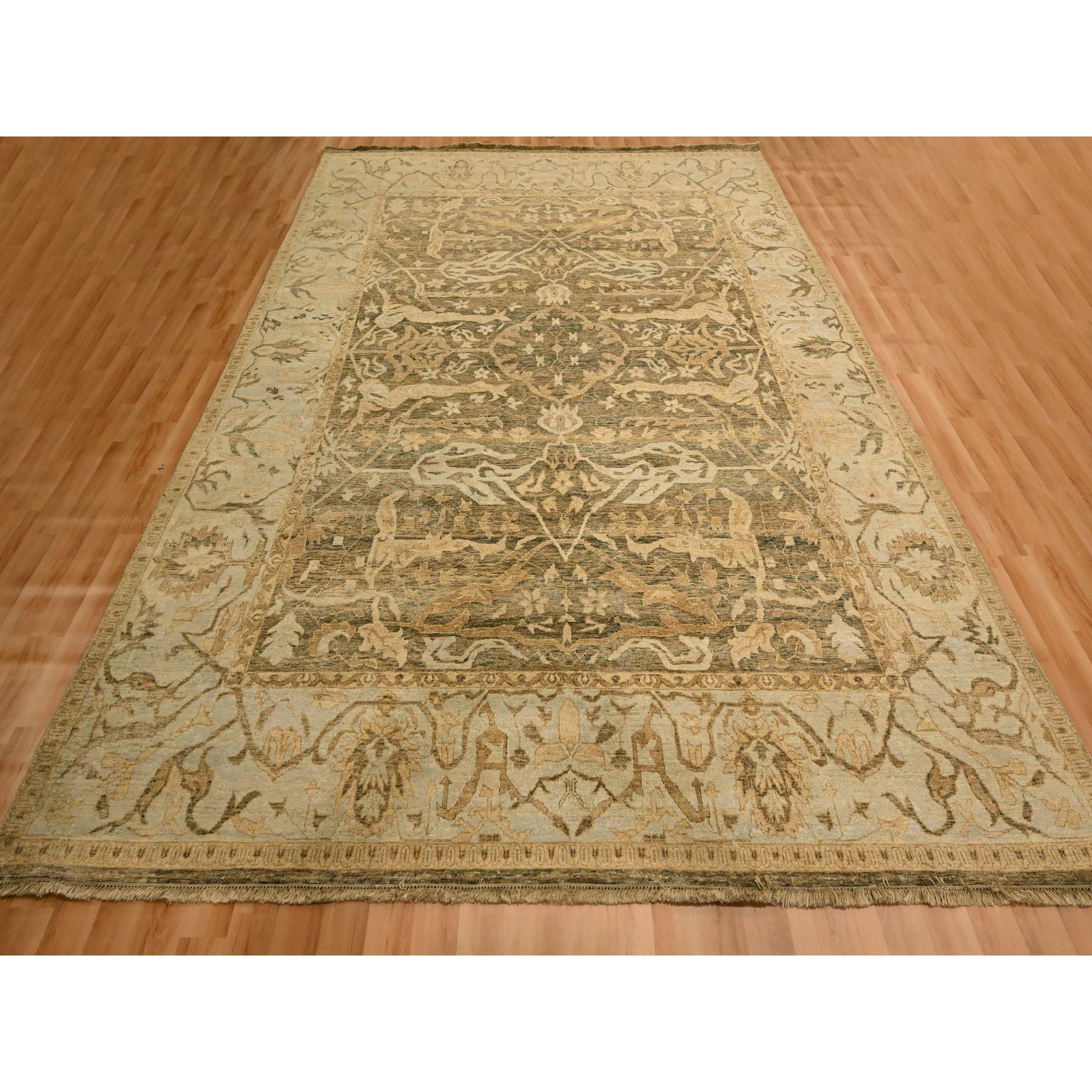 8'10"x12'2" Thrush Brown, Bijar Garus Design, Zero Pile, Distressed, Shaved Low, Hand Knotted, 100% Wool, Oriental Rug Sh76198