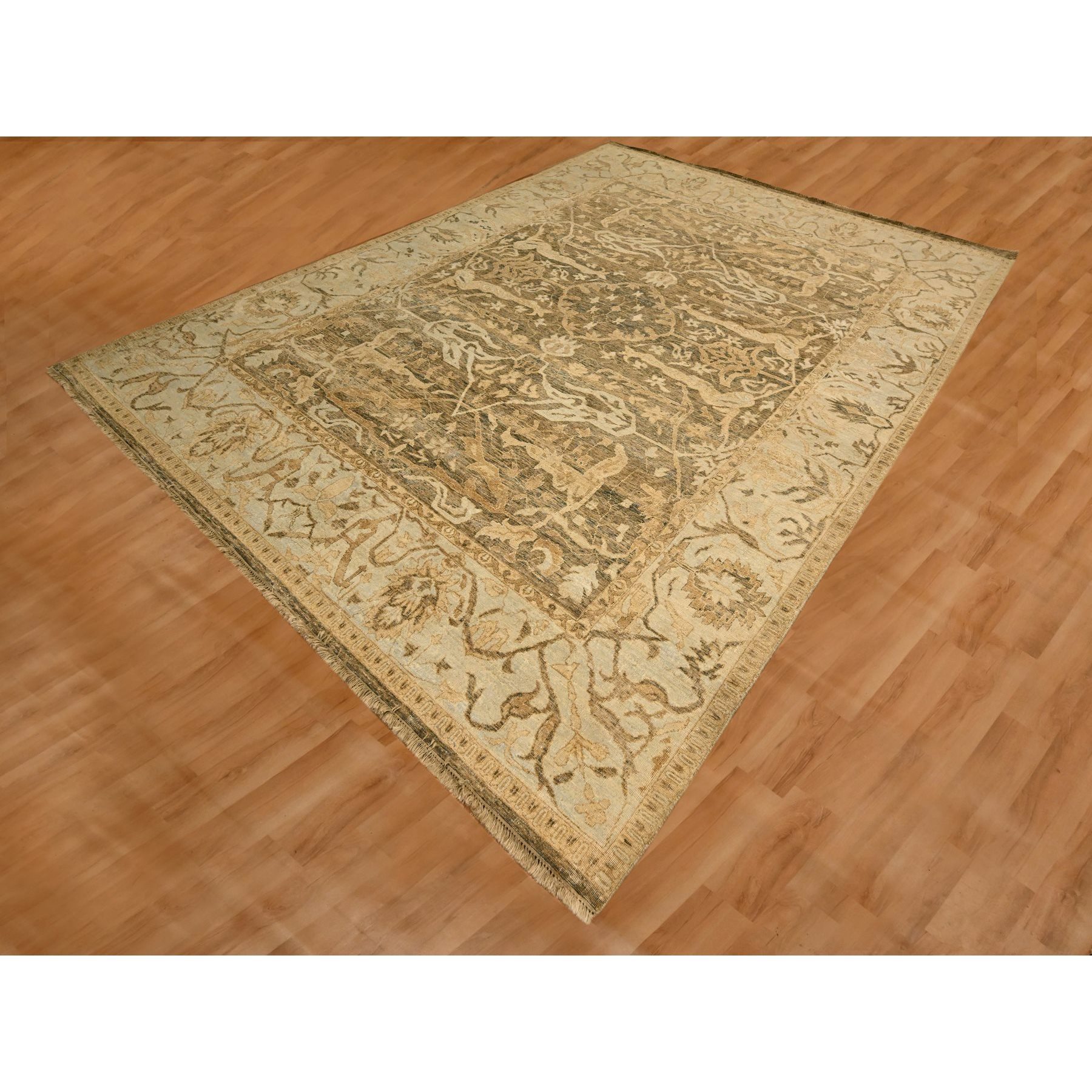 8'10"x12'2" Thrush Brown, Bijar Garus Design, Zero Pile, Distressed, Shaved Low, Hand Knotted, 100% Wool, Oriental Rug Sh76198