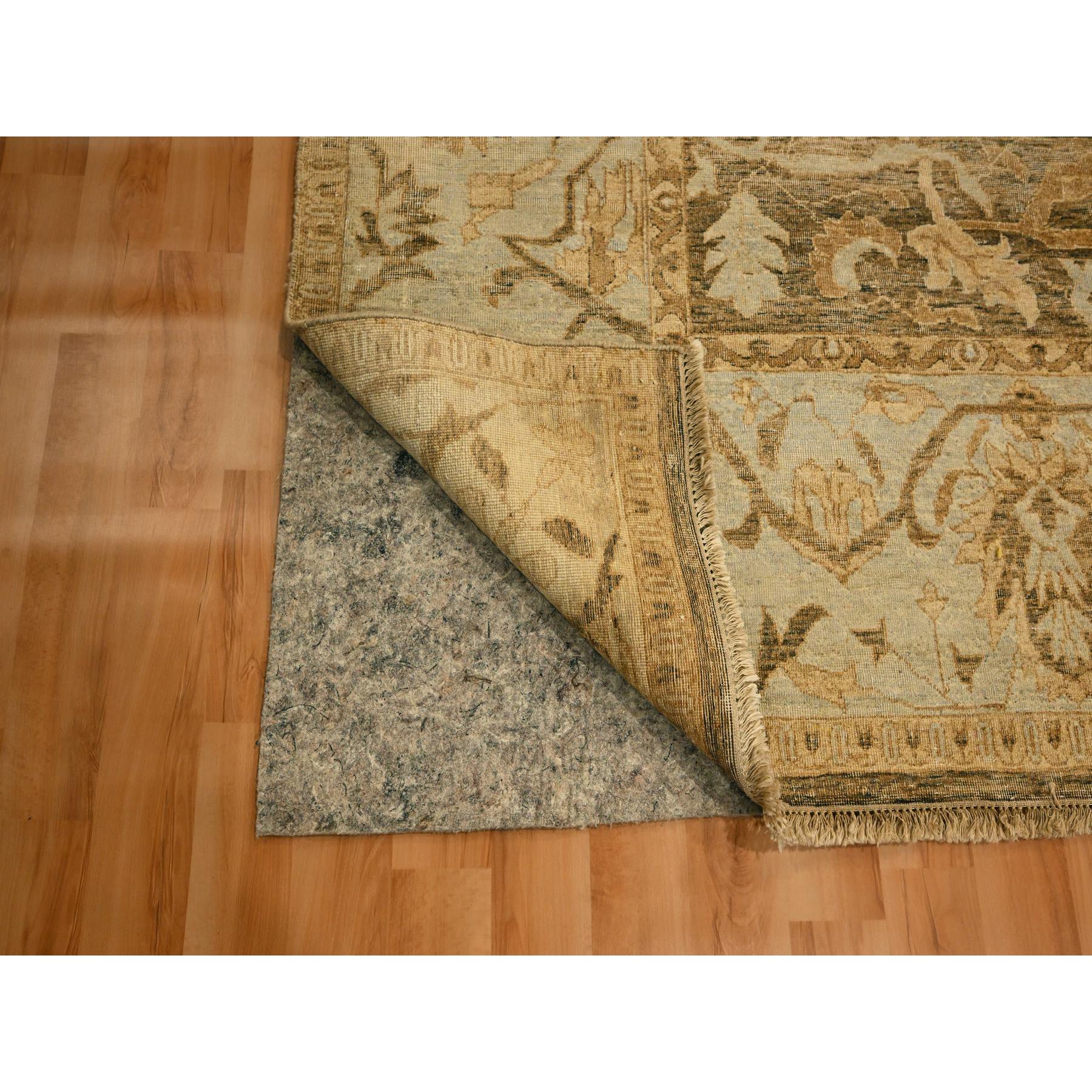 8'10"x12'2" Thrush Brown, Bijar Garus Design, Zero Pile, Distressed, Shaved Low, Hand Knotted, 100% Wool, Oriental Rug Sh76198