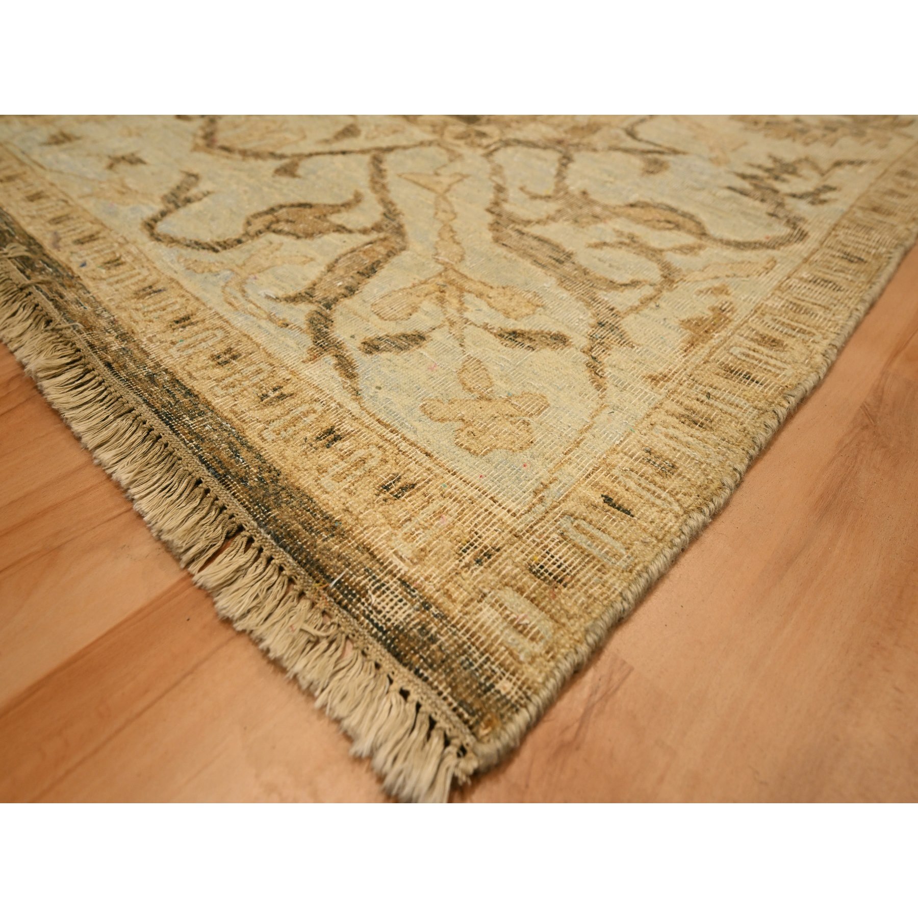 8'10"x12'2" Thrush Brown, Bijar Garus Design, Zero Pile, Distressed, Shaved Low, Hand Knotted, 100% Wool, Oriental Rug Sh76198