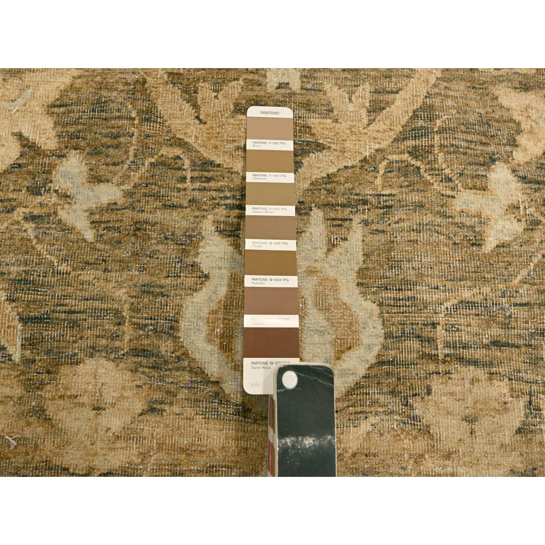 8'10"x12'2" Thrush Brown, Bijar Garus Design, Zero Pile, Distressed, Shaved Low, Hand Knotted, 100% Wool, Oriental Rug Sh76198