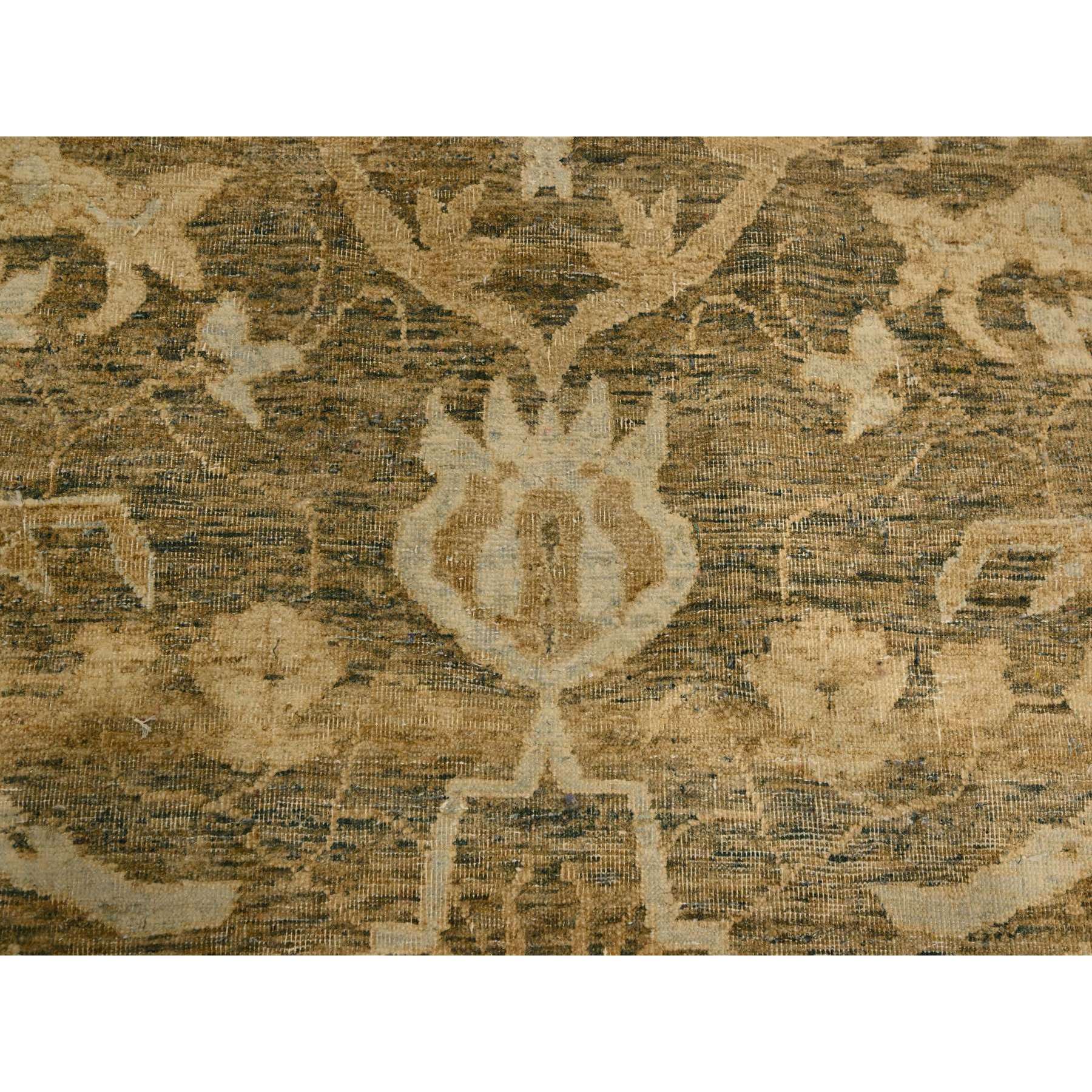 8'10"x12'2" Thrush Brown, Bijar Garus Design, Zero Pile, Distressed, Shaved Low, Hand Knotted, 100% Wool, Oriental Rug Sh76198