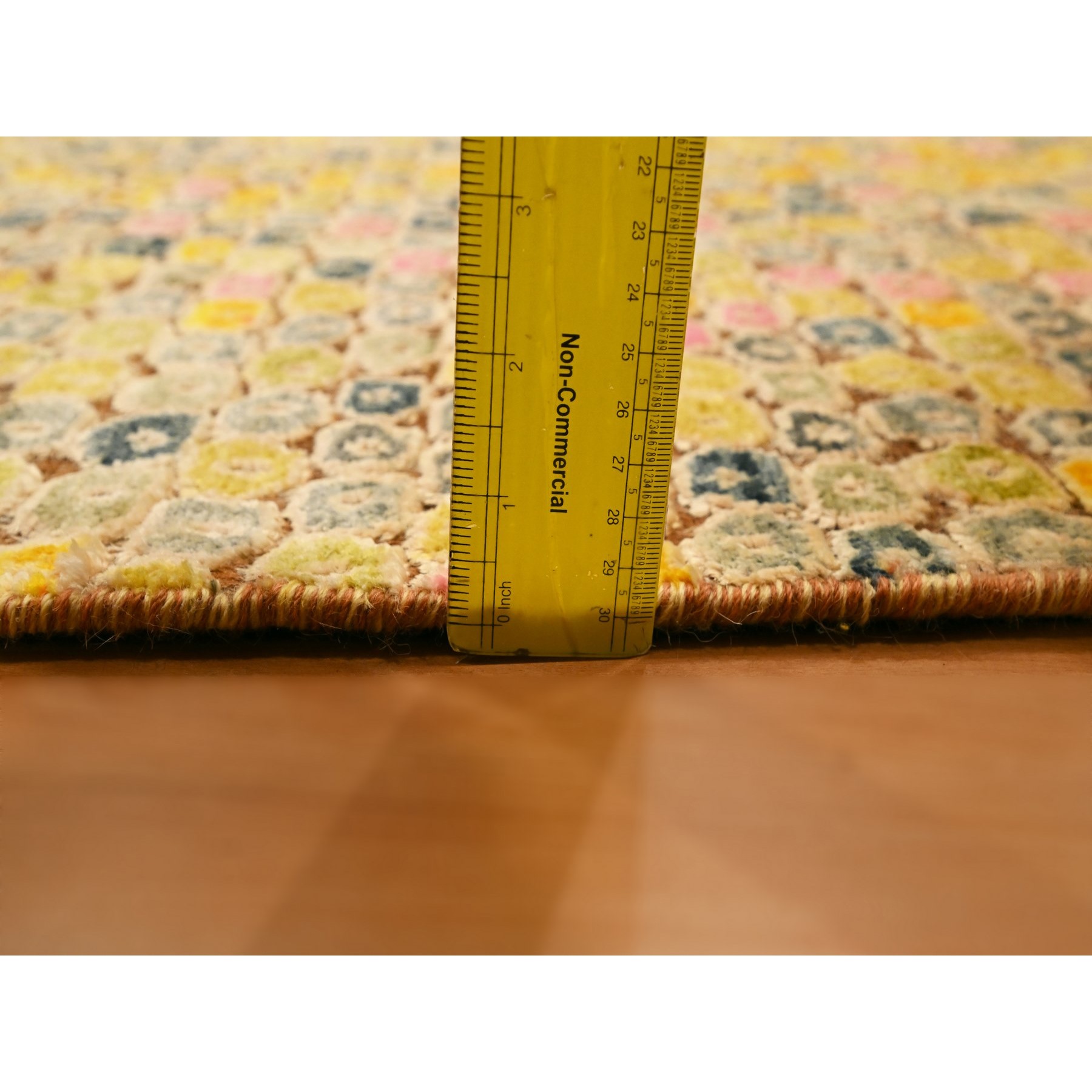 2'x3' Golden Yellow, THE BUTTONS, Sari Silk, Hand Knotted, Soft to the Touch, Sample, Mat, Oriental Rug Sh76209