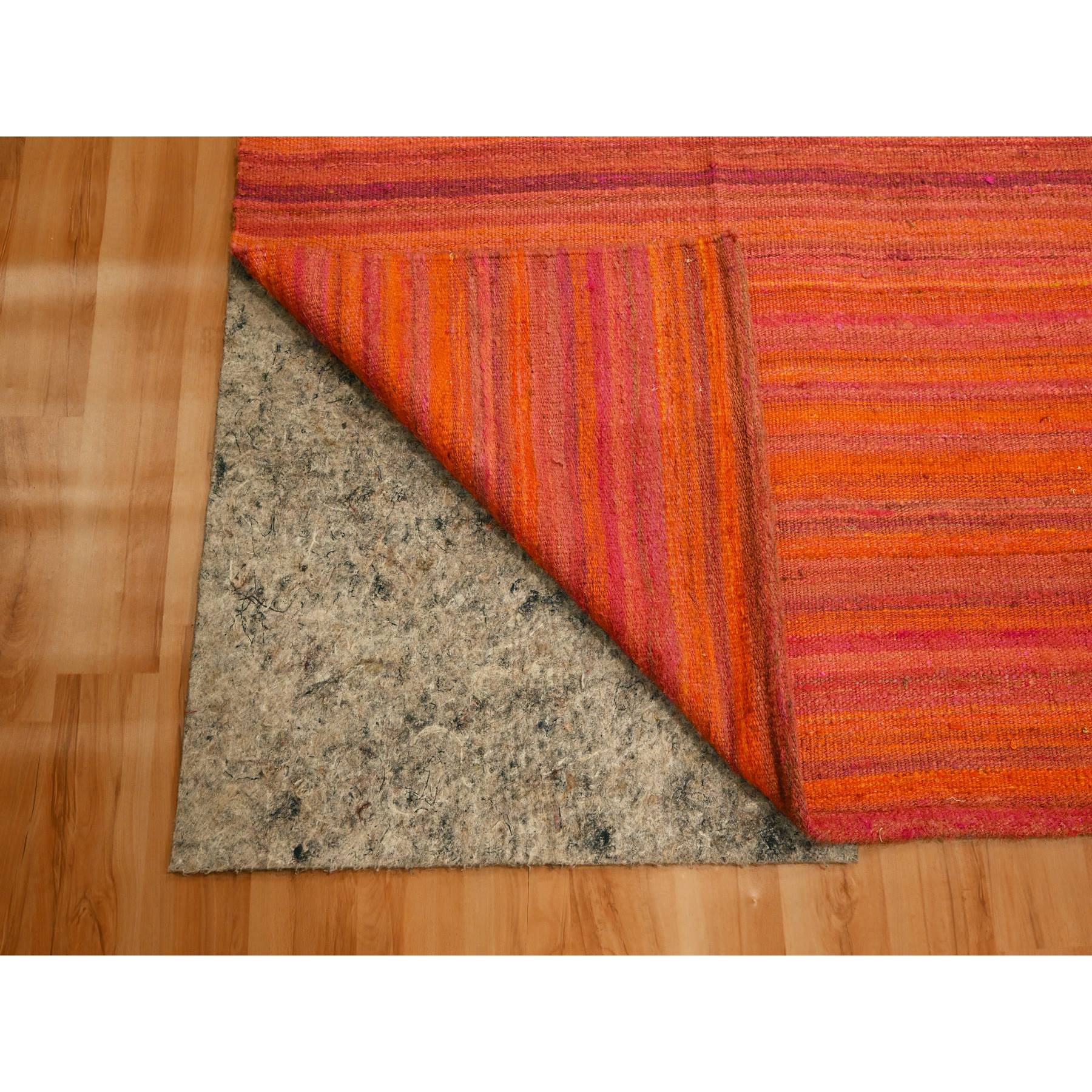 8'x10'1" Sunset Colors, Plain Solid Design, Kilim, Wool and Sari Silk, Hand Knotted, Oriental Rug Sh76210