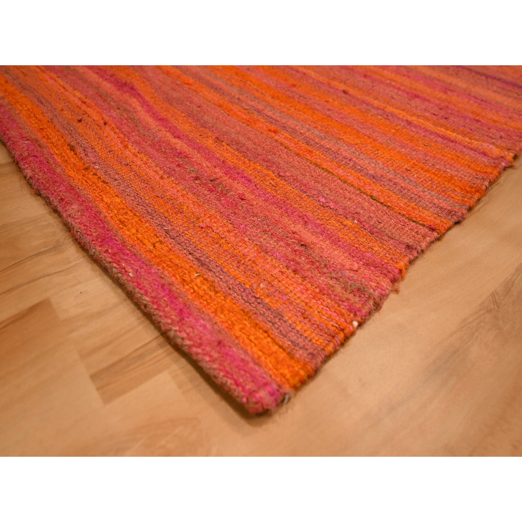 8'x10'1" Sunset Colors, Plain Solid Design, Kilim, Wool and Sari Silk, Hand Knotted, Oriental Rug Sh76210