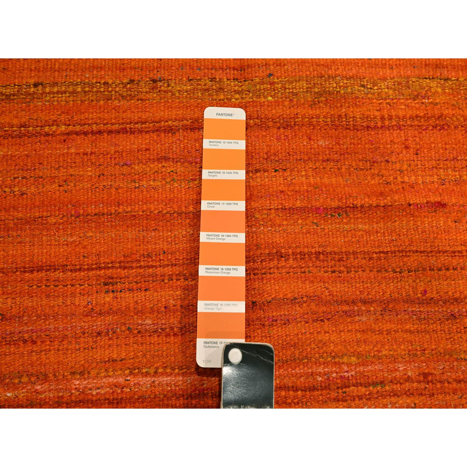 8'x10'1" Sunset Colors, Plain Solid Design, Kilim, Wool and Sari Silk, Hand Knotted, Oriental Rug Sh76210