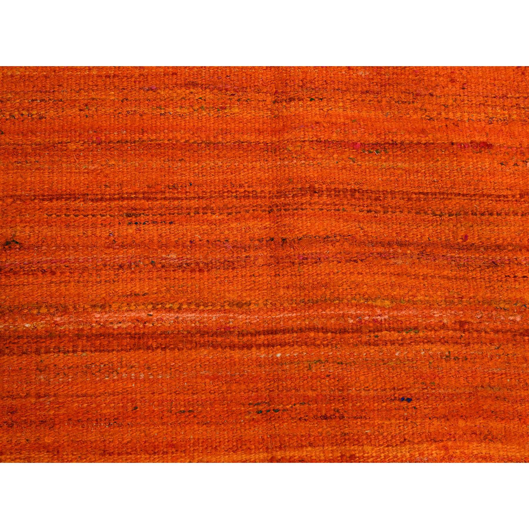 8'x10'1" Sunset Colors, Plain Solid Design, Kilim, Wool and Sari Silk, Hand Knotted, Oriental Rug Sh76210
