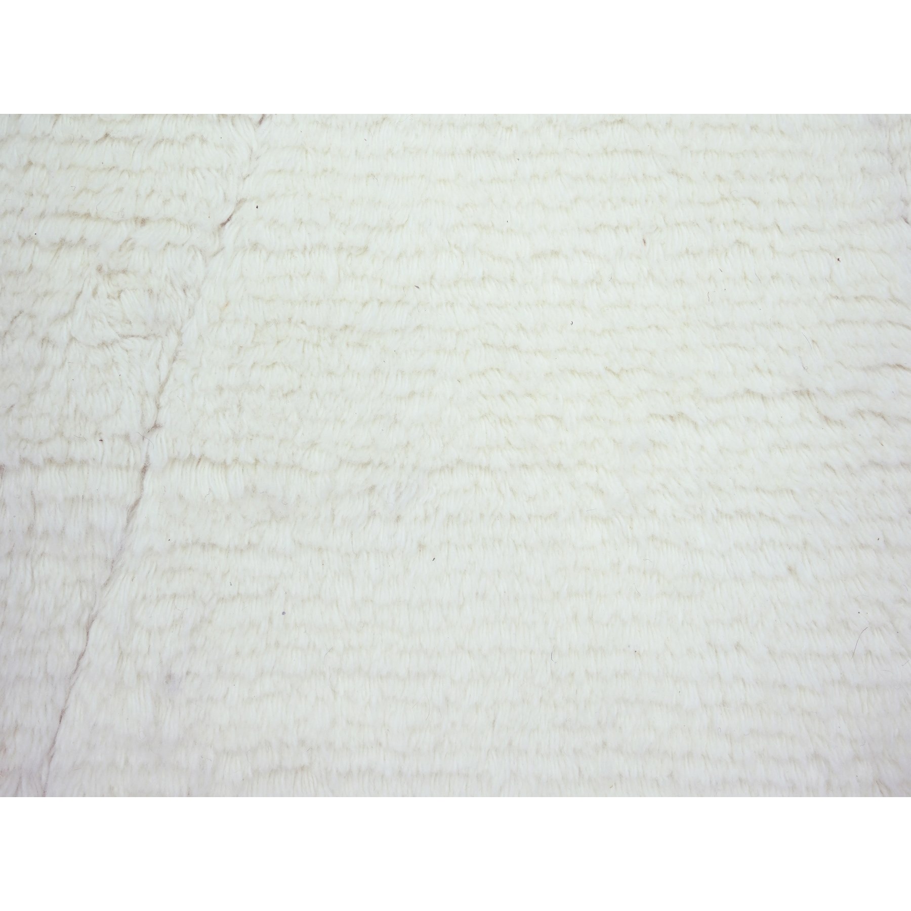 9'1"x12'3" Pristine White, Moroccan Weave with Criss Cross Design, Shabby Chic, Natural Undyed Wool, Hand Knotted, Oriental Rug Sh76219
