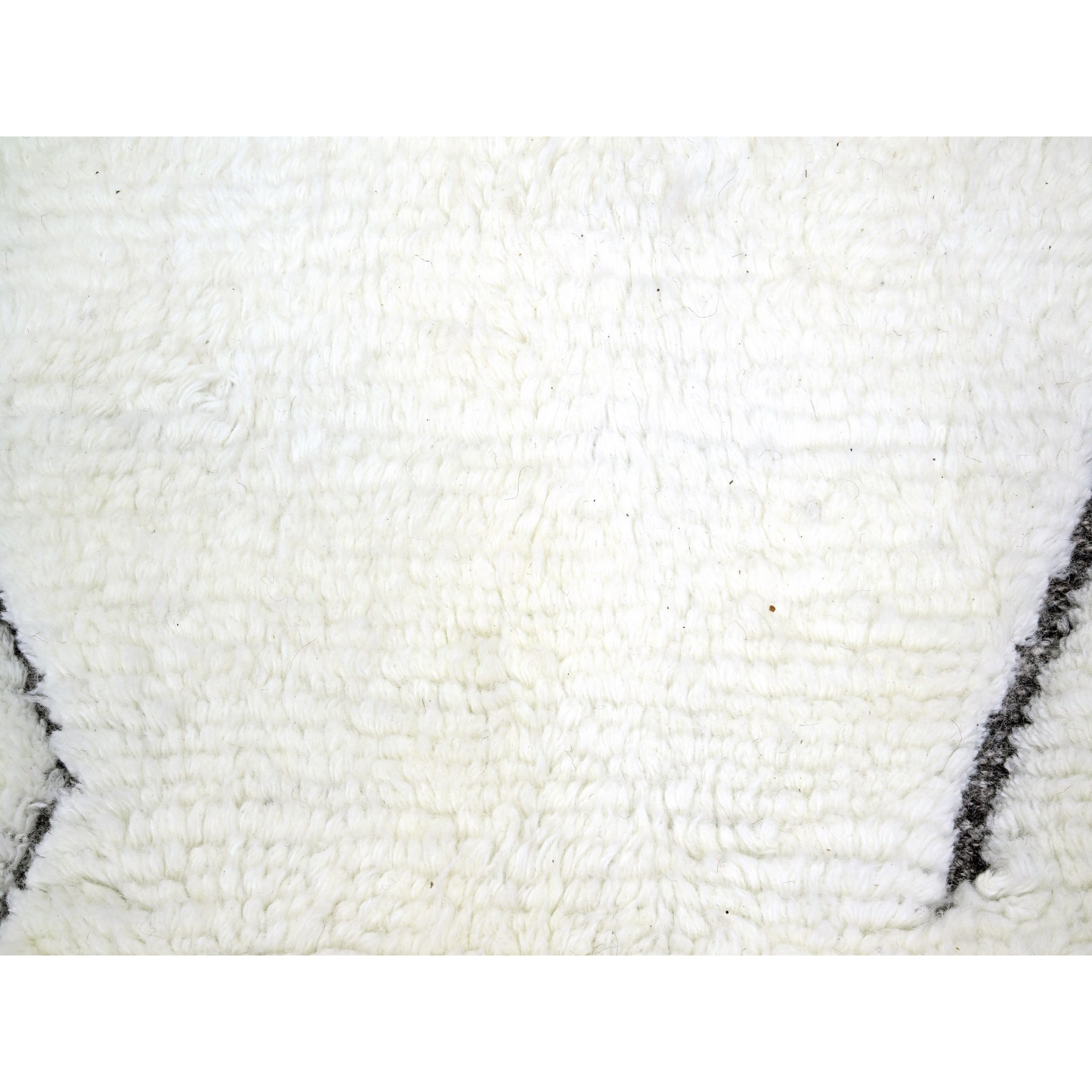 9'2"x12'1" Daisy White, Moroccan Weave with Geometric Line Design, Modern, Textured Pile, Natural Undyed Wool, Shabby Chic, Hand Knotted, Oriental Rug Sh76222