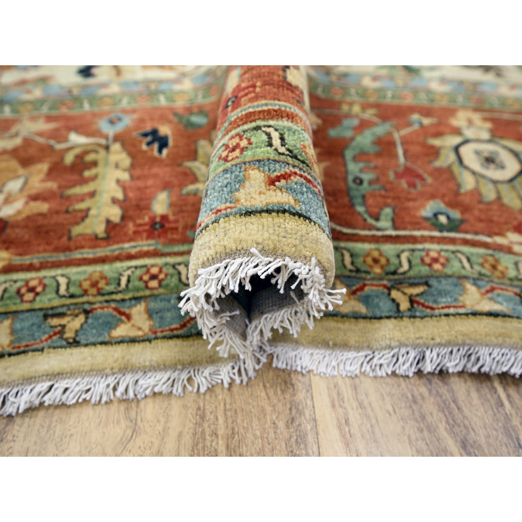 10'x14'3" Chiffon White, Heriz All Over Design, Soft Pile, Natural Dyes, Hand Knotted, Hand Spun New Zealand Wool, Oriental Rug Sh76223
