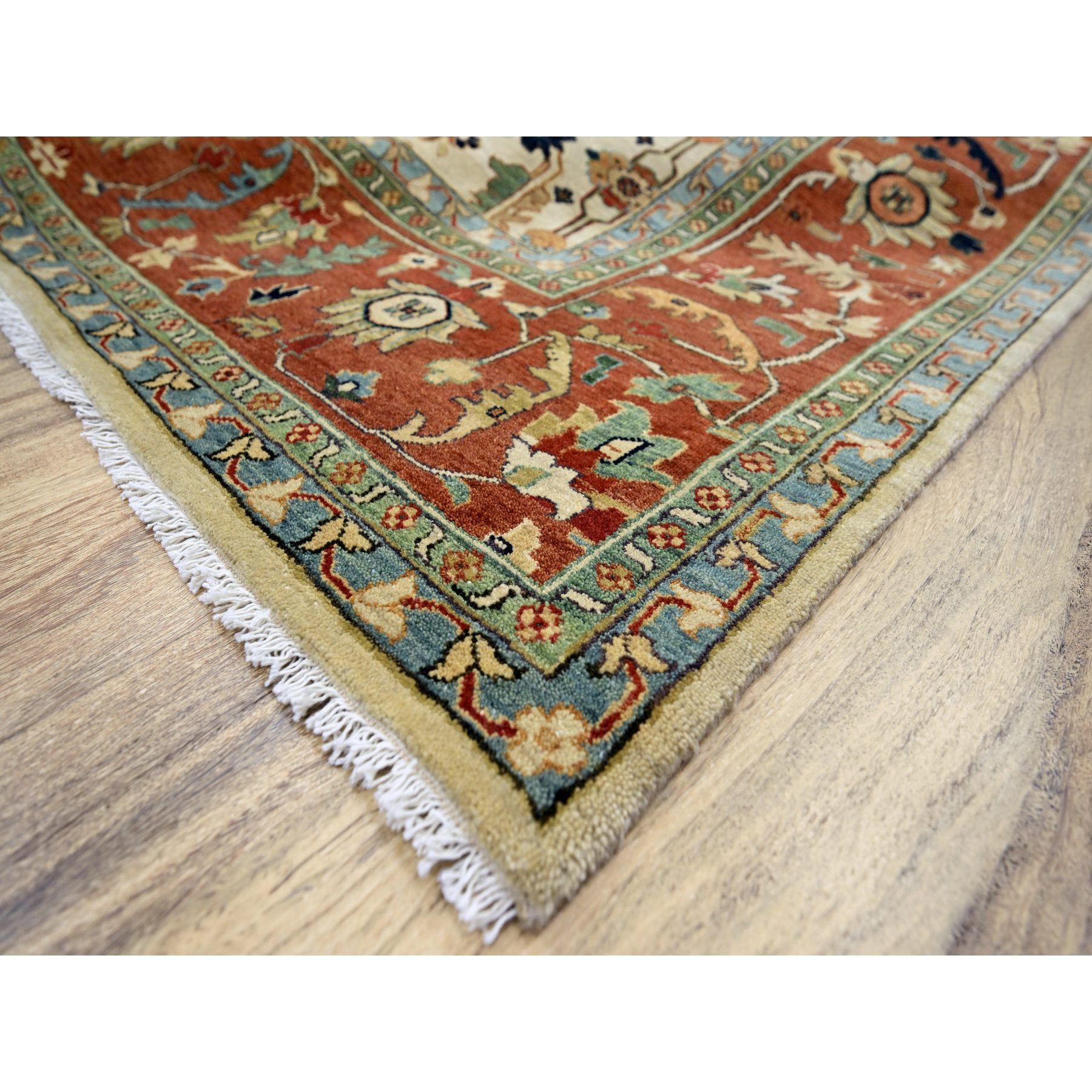 10'x14'3" Chiffon White, Heriz All Over Design, Soft Pile, Natural Dyes, Hand Knotted, Hand Spun New Zealand Wool, Oriental Rug Sh76223