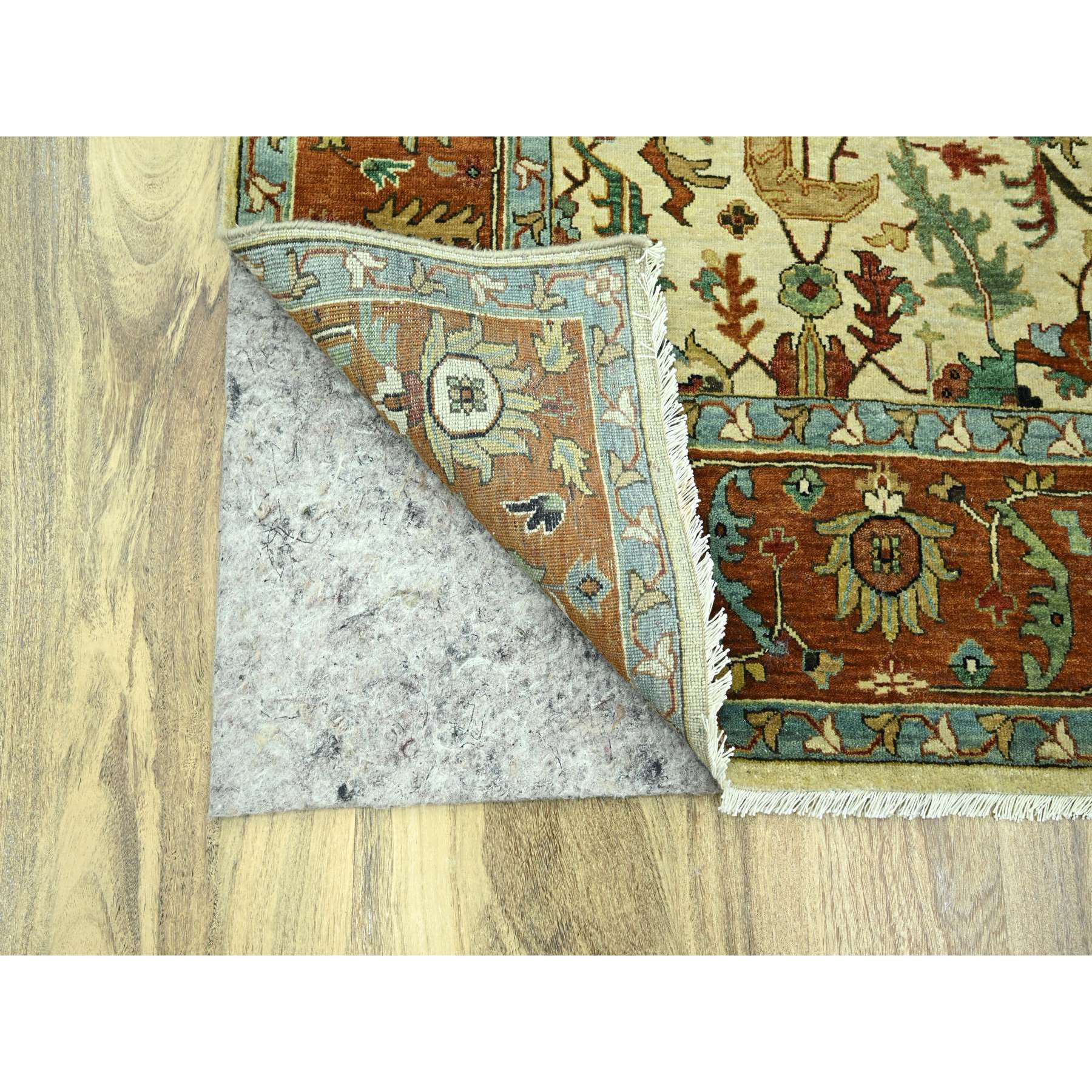 7'10"x10'3" Linen White, Heriz All Over Design, Natural Dyes, Hand Knotted, Soft Pile, Hand Spun New Zealand Wool, Oriental Rug Sh76225