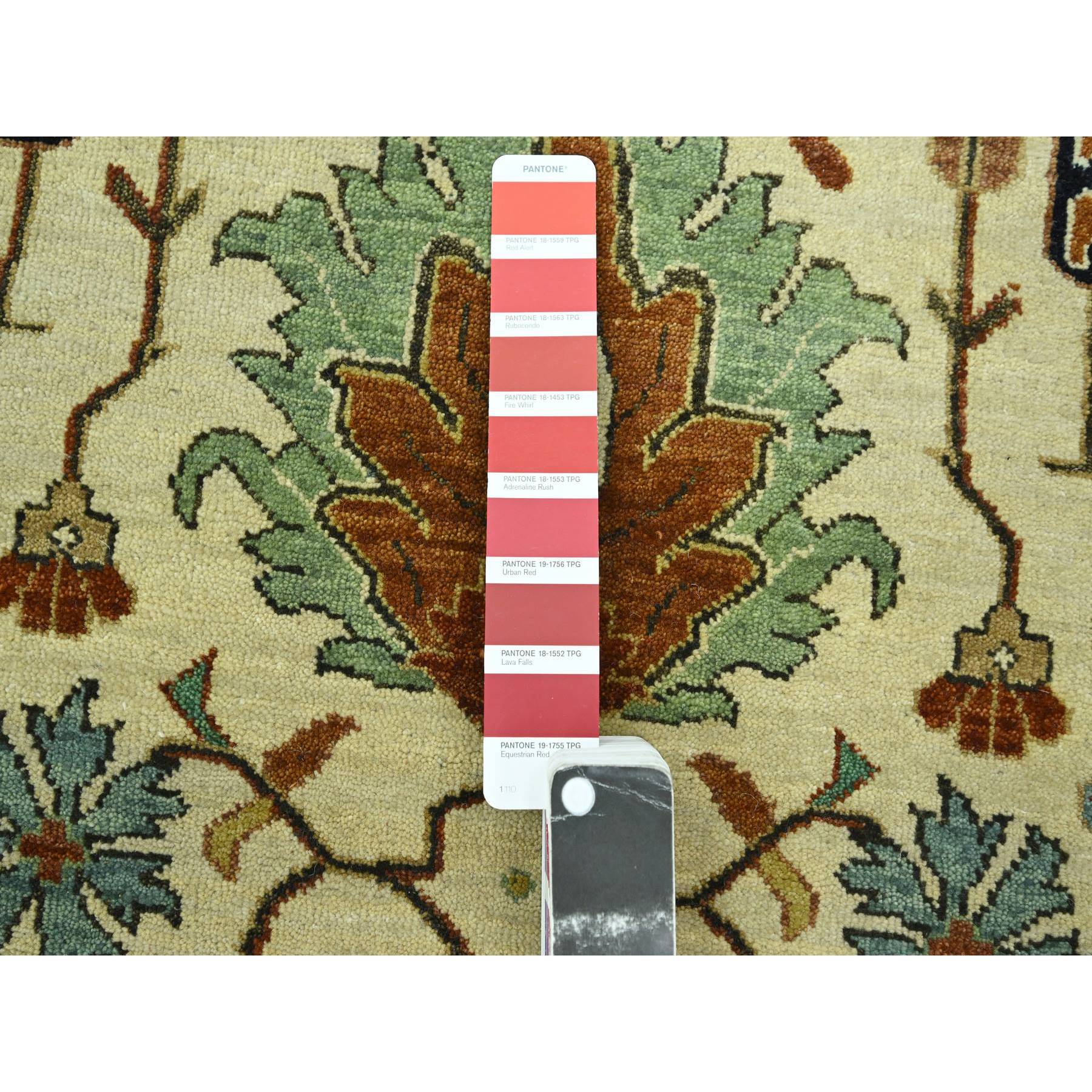 7'10"x10'3" Linen White, Heriz All Over Design, Natural Dyes, Hand Knotted, Soft Pile, Hand Spun New Zealand Wool, Oriental Rug Sh76225