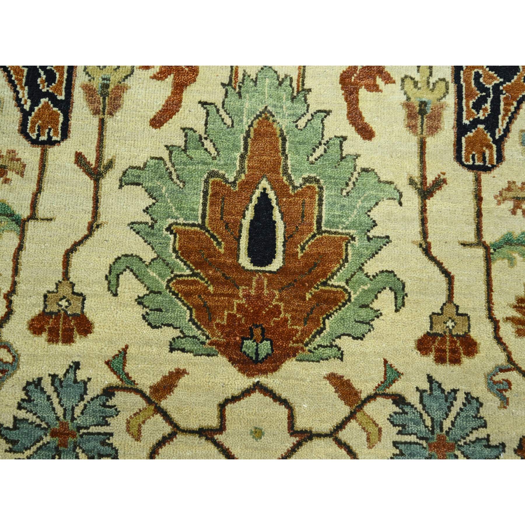 7'10"x10'3" Linen White, Heriz All Over Design, Natural Dyes, Hand Knotted, Soft Pile, Hand Spun New Zealand Wool, Oriental Rug Sh76225