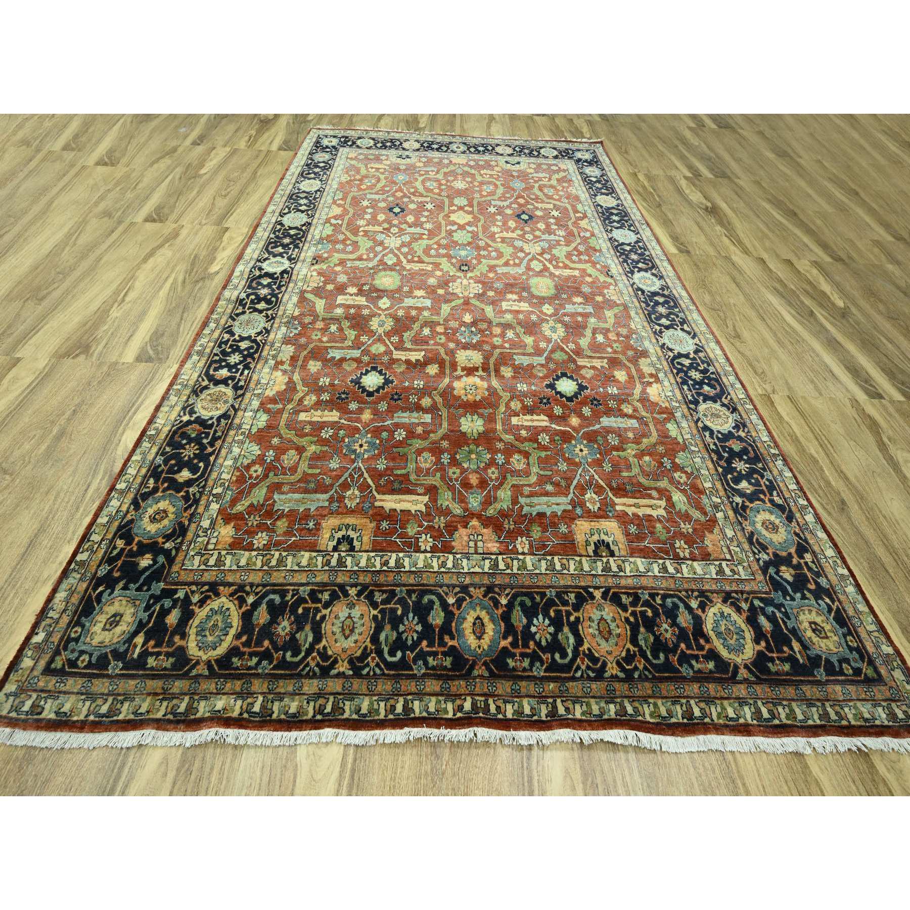 10'x13'10" Rust Red, Heriz All Over Design, Soft Pile, Natural Dyes, Hand Knotted, Hand Spun New Zealand Wool, Oriental Rug SH76226