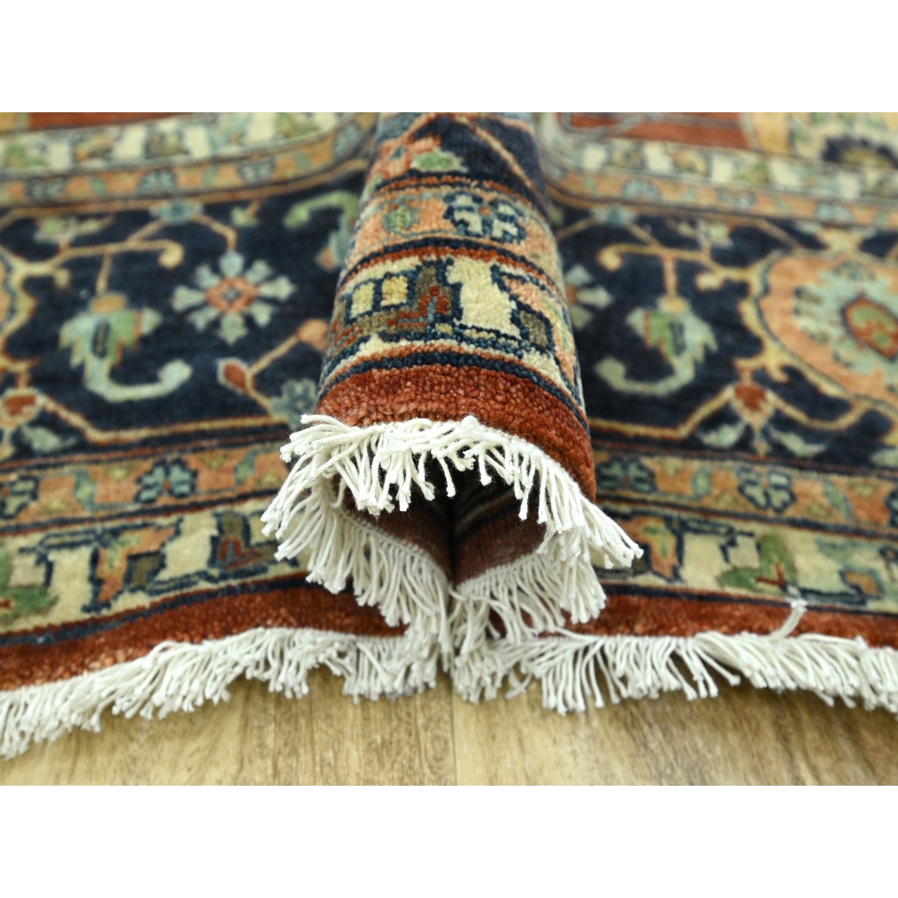 10'x13'10" Rust Red, Heriz All Over Design, Soft Pile, Natural Dyes, Hand Knotted, Hand Spun New Zealand Wool, Oriental Rug SH76226