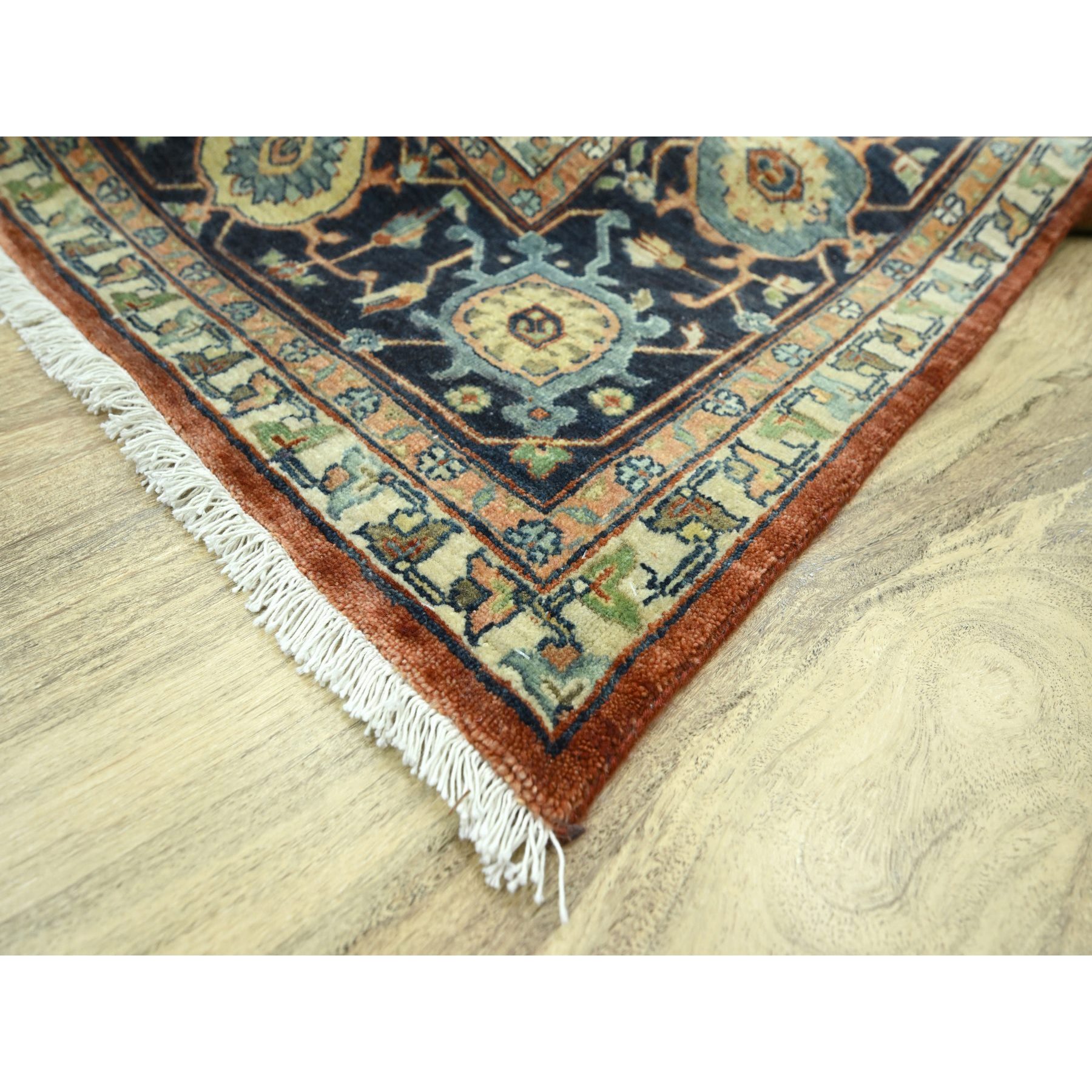 10'x13'10" Rust Red, Heriz All Over Design, Soft Pile, Natural Dyes, Hand Knotted, Hand Spun New Zealand Wool, Oriental Rug SH76226