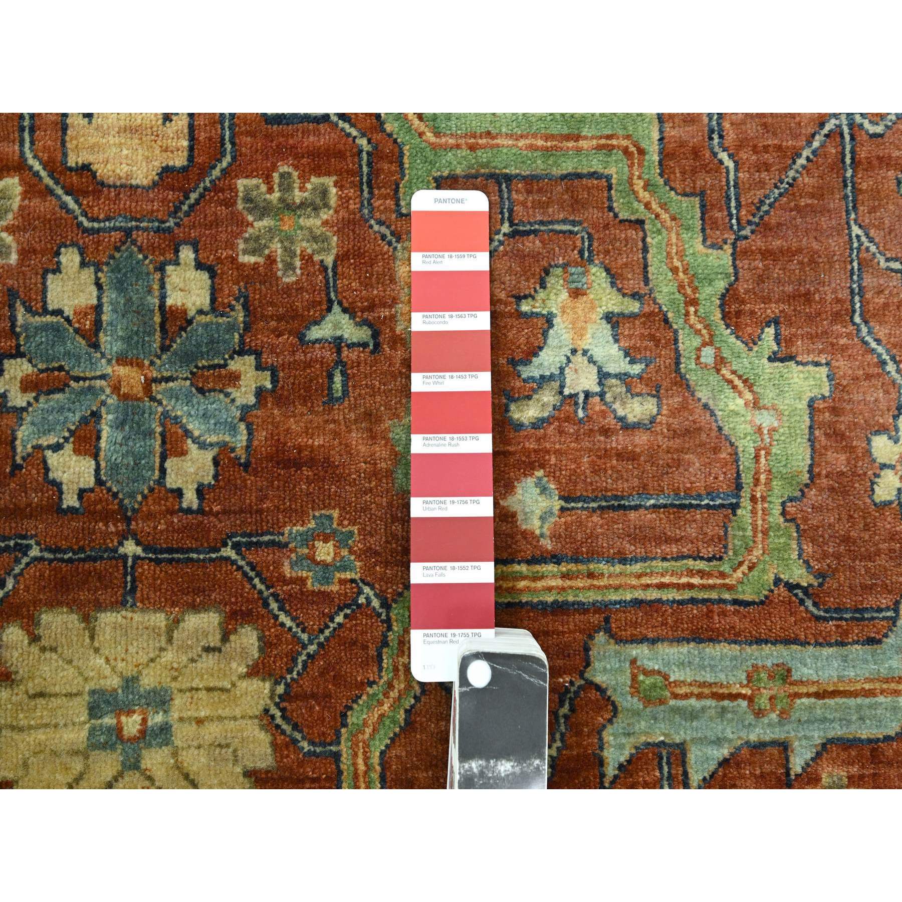 10'x13'10" Rust Red, Heriz All Over Design, Soft Pile, Natural Dyes, Hand Knotted, Hand Spun New Zealand Wool, Oriental Rug SH76226