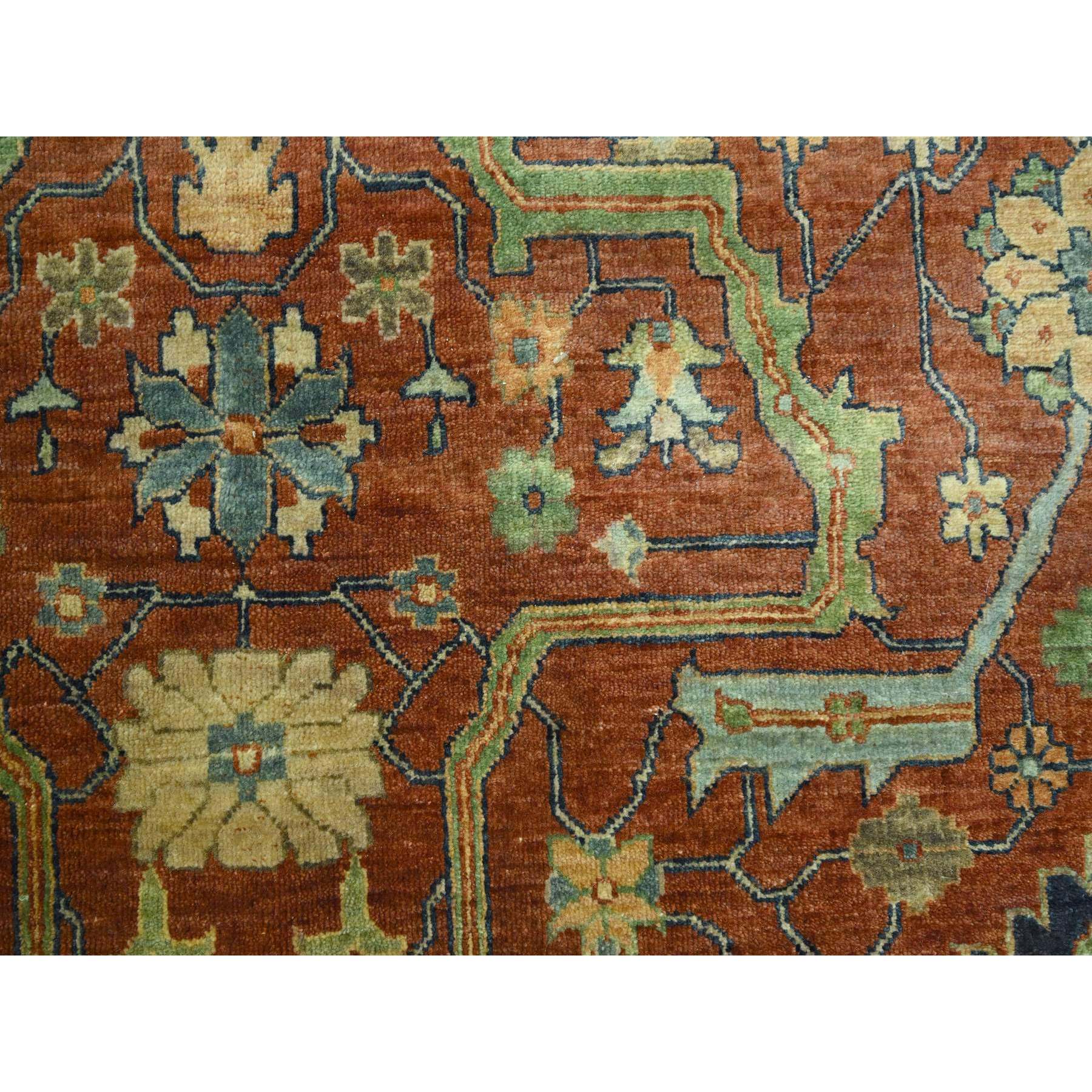 10'x13'10" Rust Red, Heriz All Over Design, Soft Pile, Natural Dyes, Hand Knotted, Hand Spun New Zealand Wool, Oriental Rug SH76226
