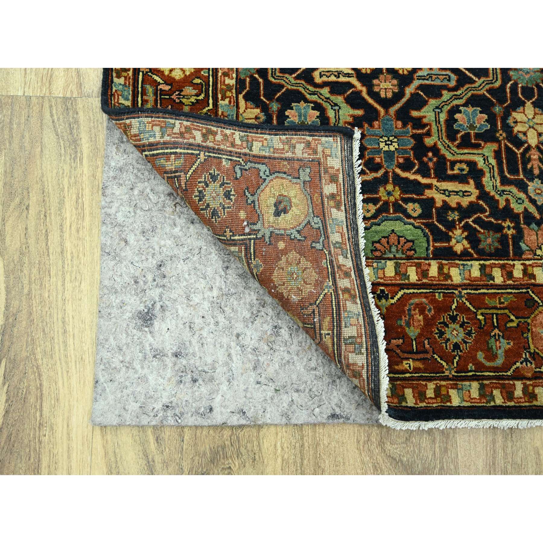 5'3"x7'1" Midnight Blue, Heriz All Over Design, Natural Dyes, Hand Knotted, Soft Pile, Hand Spun New Zealand Wool, Oriental Rug Sh76230