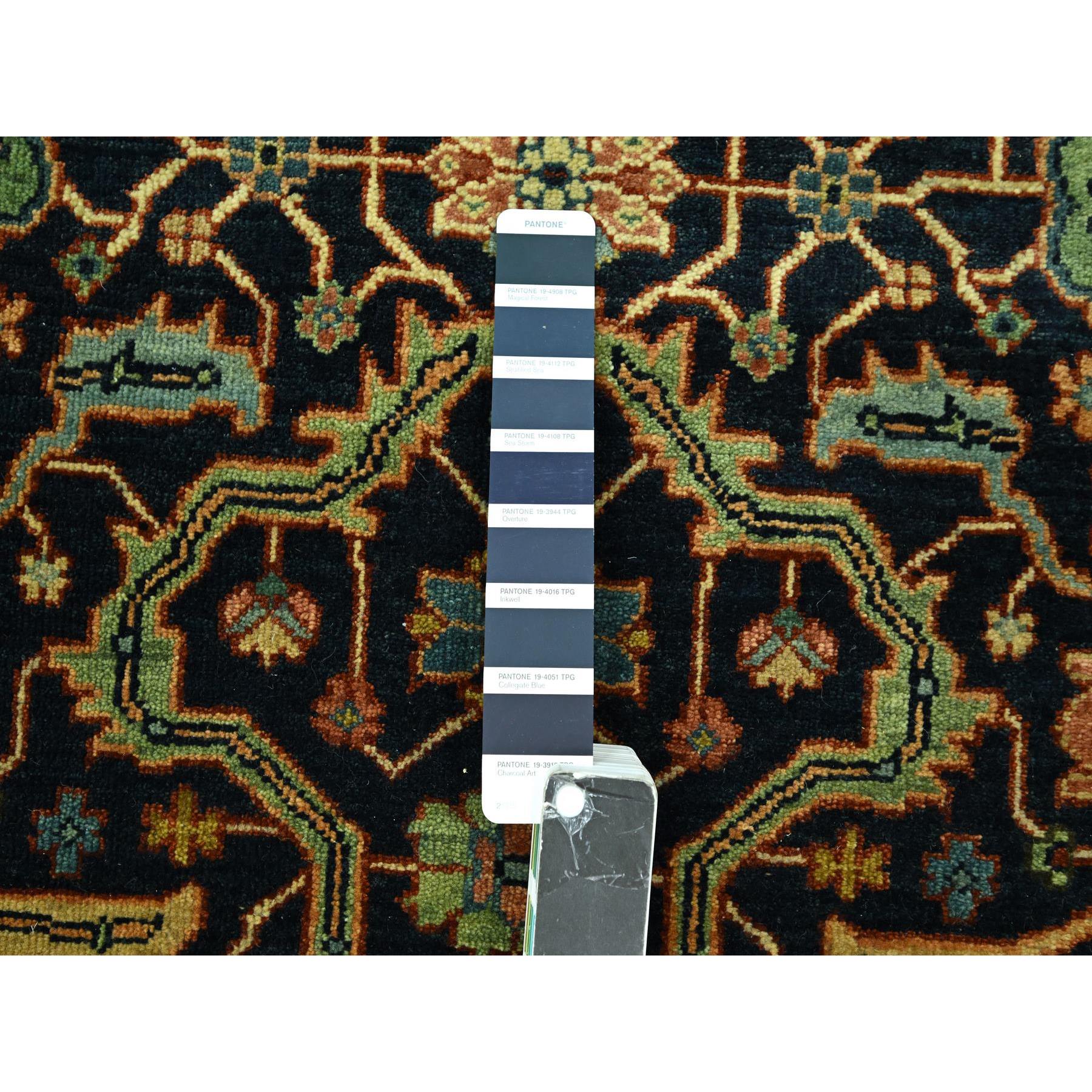 5'3"x7'1" Midnight Blue, Heriz All Over Design, Natural Dyes, Hand Knotted, Soft Pile, Hand Spun New Zealand Wool, Oriental Rug Sh76230