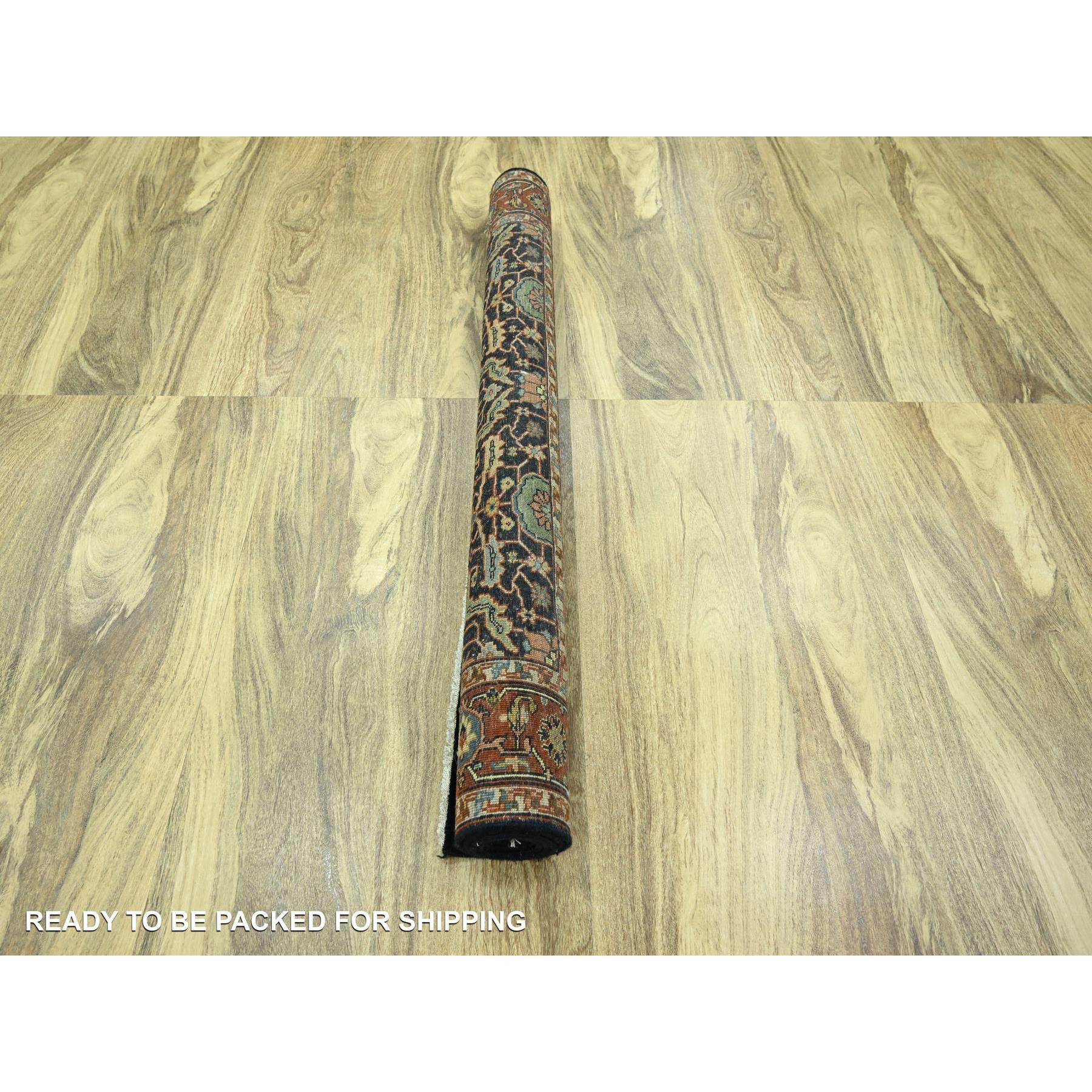 5'3"x7'1" Midnight Blue, Heriz All Over Design, Natural Dyes, Hand Knotted, Soft Pile, Hand Spun New Zealand Wool, Oriental Rug Sh76230