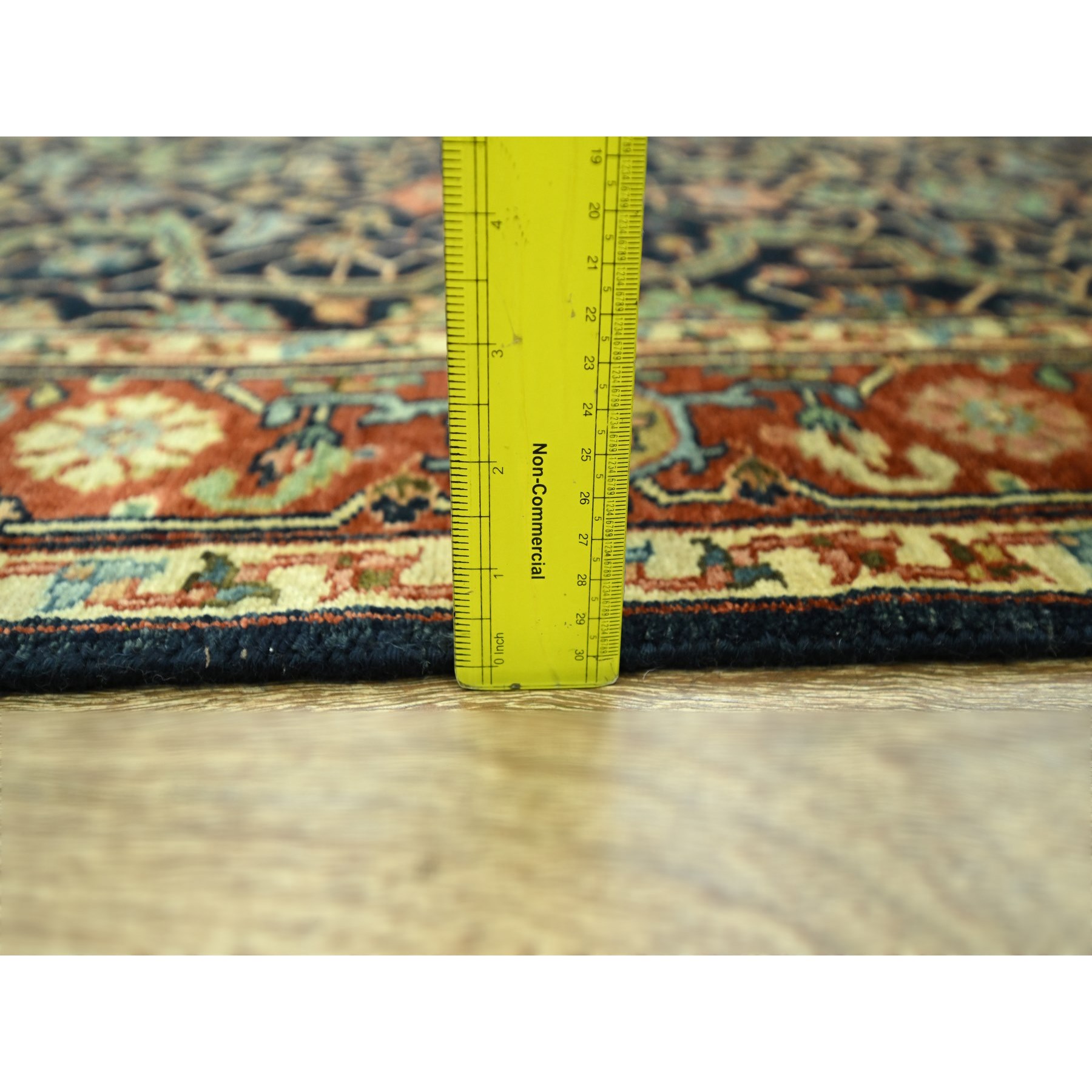 5'3"x7'1" Midnight Blue, Heriz All Over Design, Natural Dyes, Hand Knotted, Soft Pile, Hand Spun New Zealand Wool, Oriental Rug Sh76230