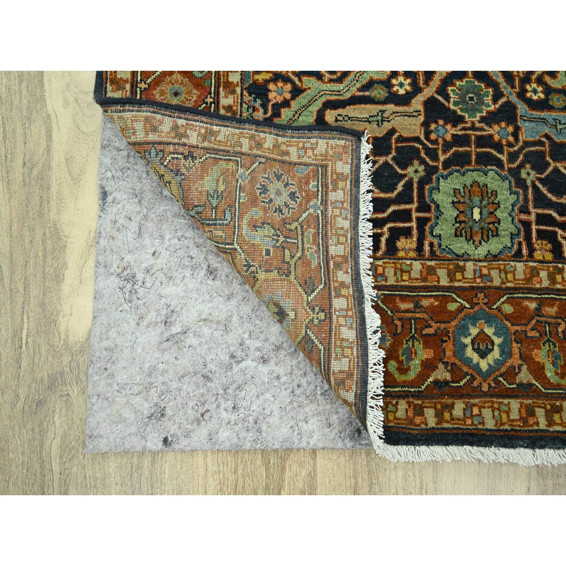 4'1"x6' Navy Blue, Heriz All Over Design, Hand Knotted, Soft Pile, Natural Dyes, Hand Spun New Zealand Wool, Oriental Rug Sh76231