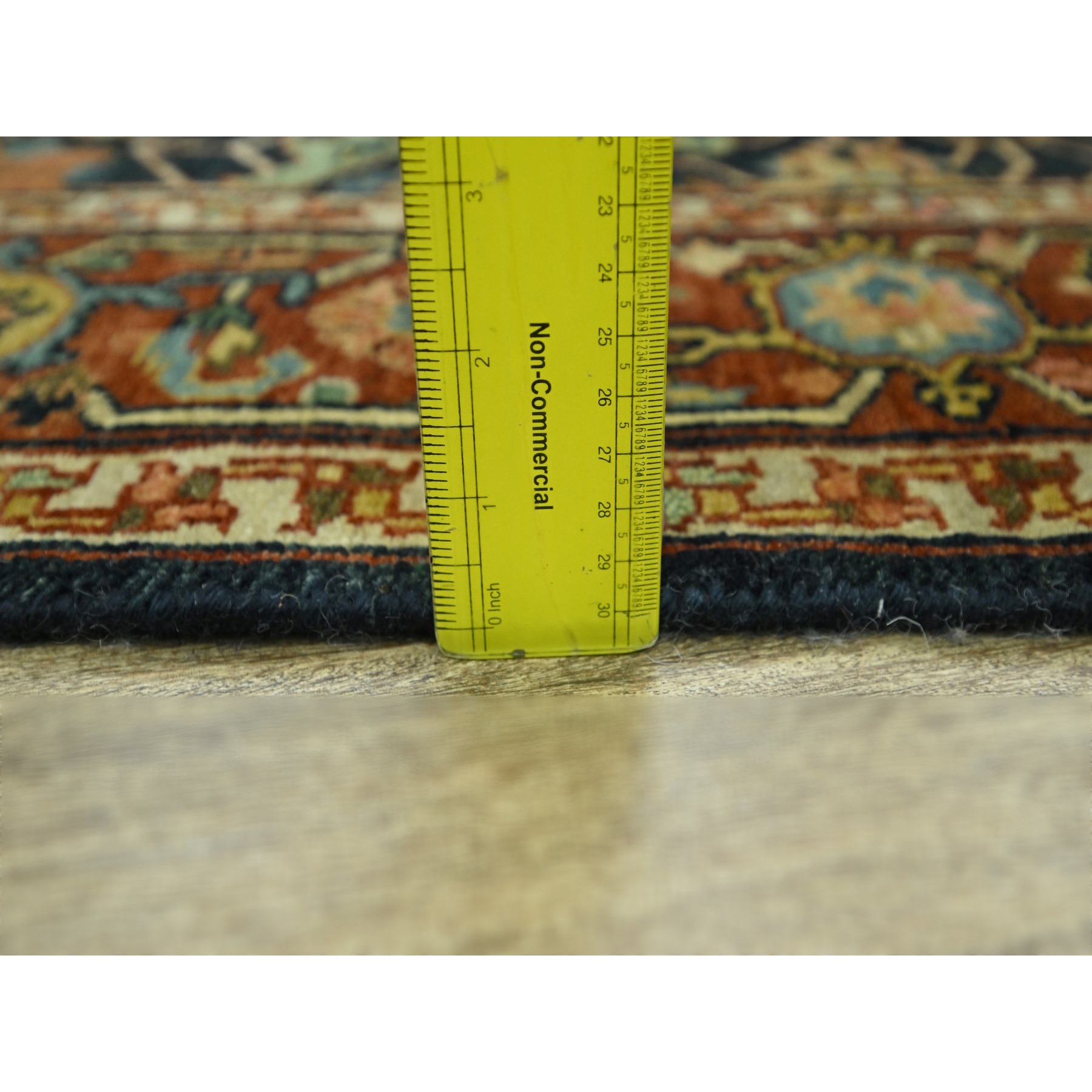 4'1"x6' Navy Blue, Heriz All Over Design, Hand Knotted, Soft Pile, Natural Dyes, Hand Spun New Zealand Wool, Oriental Rug Sh76231