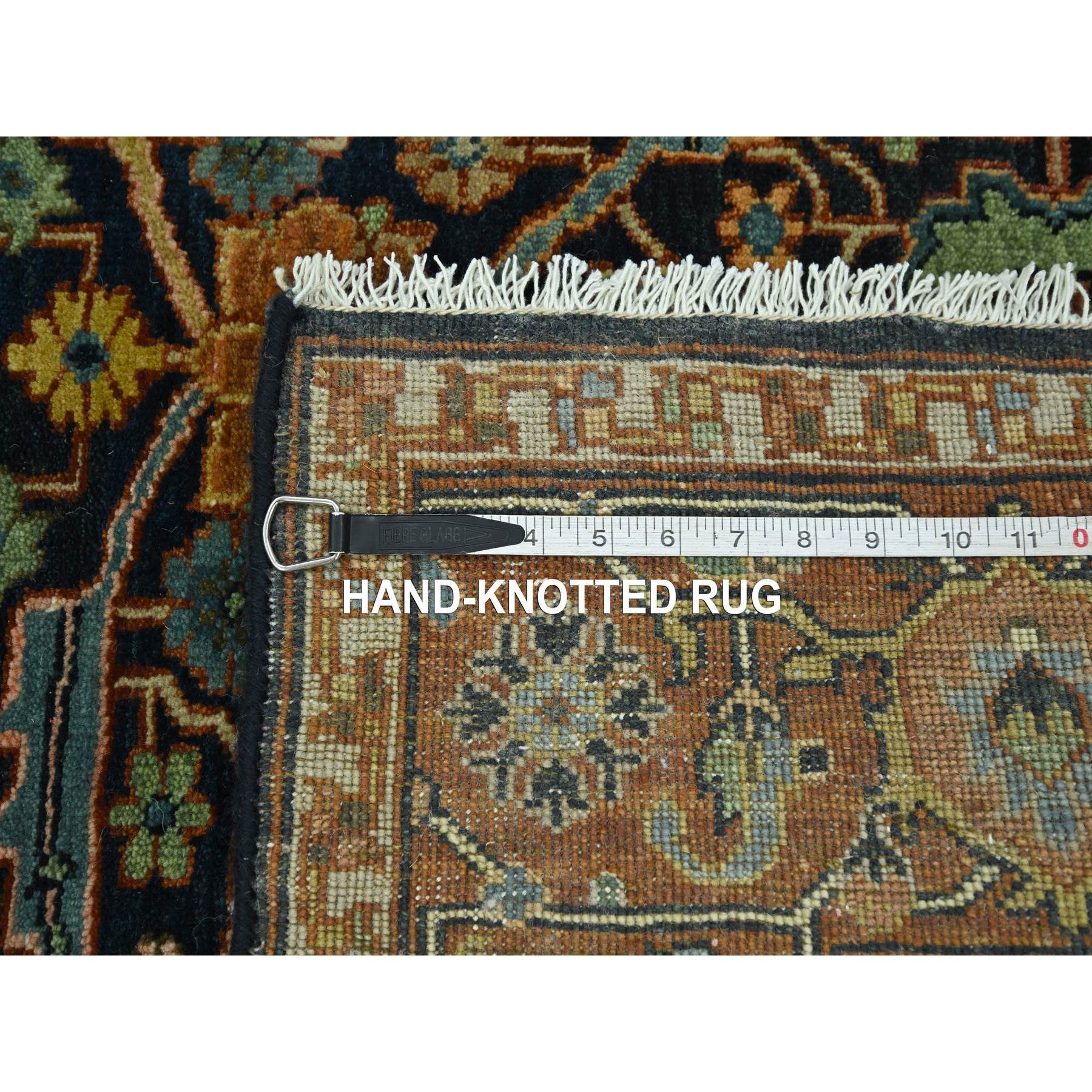 4'1"x6' Navy Blue, Heriz All Over Design, Hand Knotted, Soft Pile, Natural Dyes, Hand Spun New Zealand Wool, Oriental Rug Sh76231