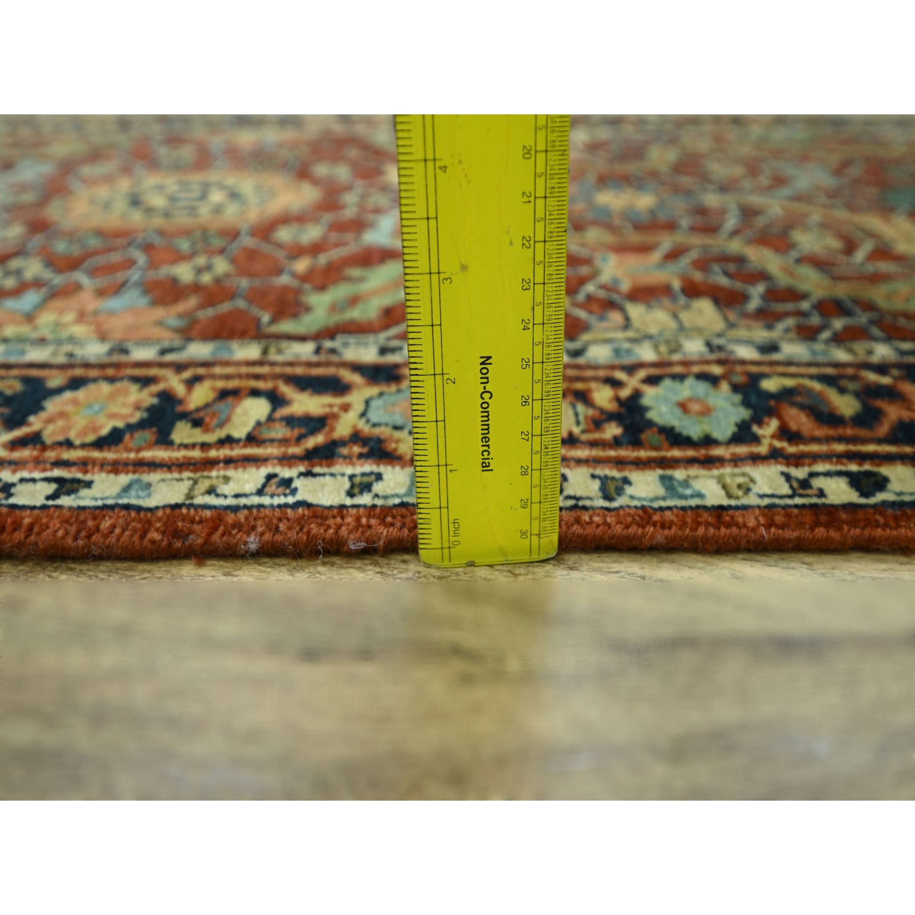 2'6"x12' Brick Red, Heriz All Over Design, Natural Dyes, Hand Knotted, Hand Spun New Zealand Wool, Soft Pile, Runner, Oriental Rug Sh76234