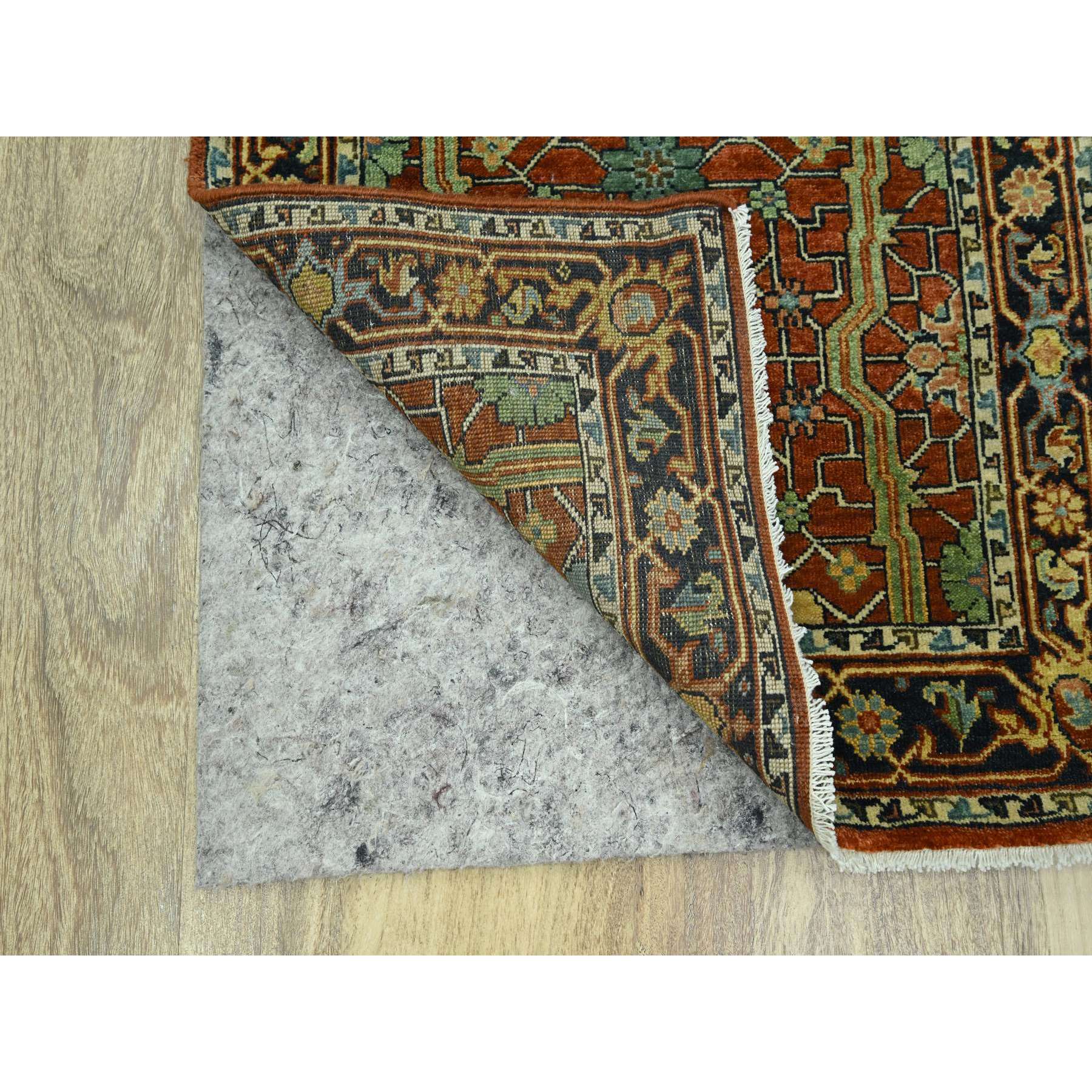 2'6"x12' Auburn Red, Heriz All Over Design, Soft Pile, Natural Dyes, Hand Knotted, Hand Spun New Zealand Wool, Runner, Oriental Rug Sh76235