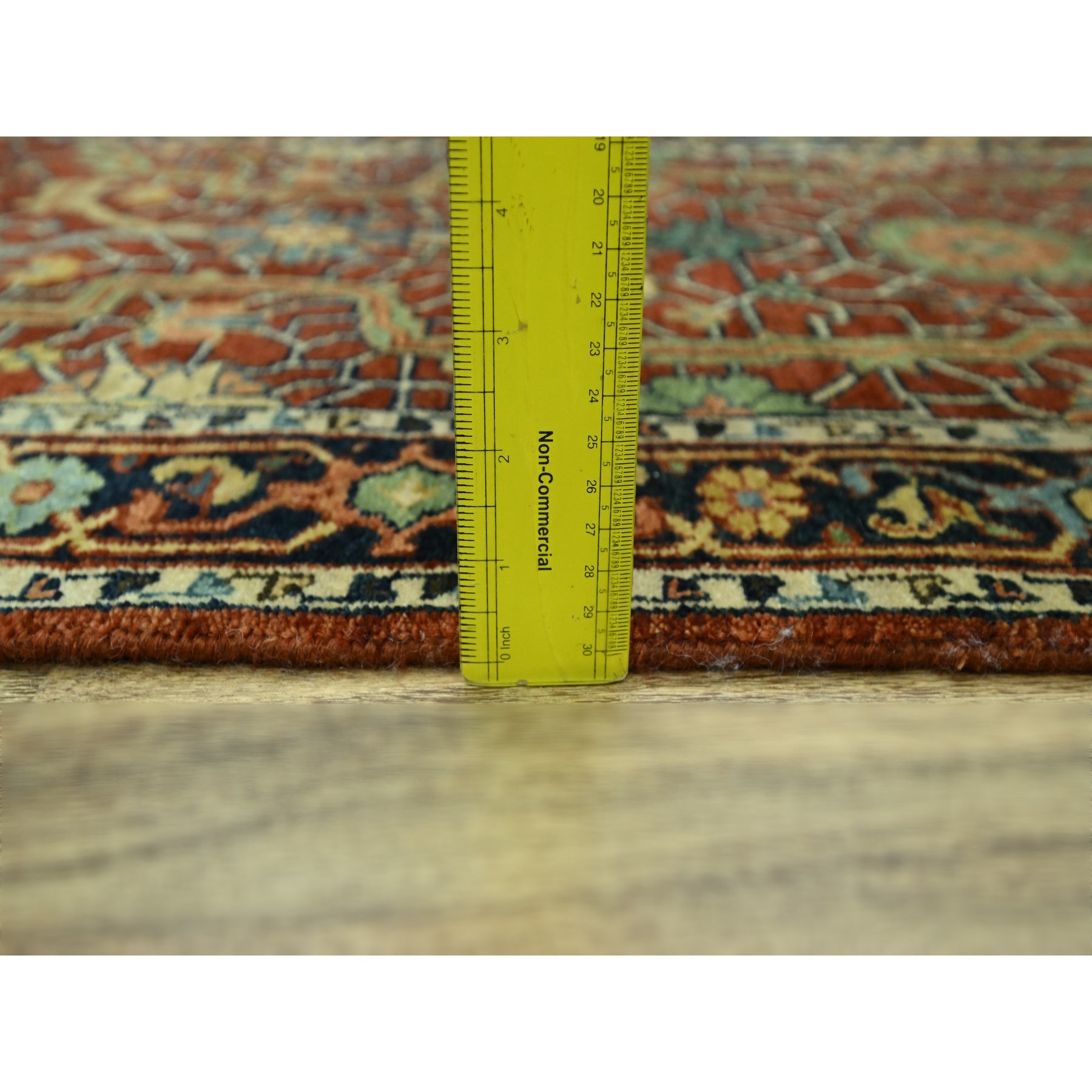 2'6"x12' Auburn Red, Heriz All Over Design, Soft Pile, Natural Dyes, Hand Knotted, Hand Spun New Zealand Wool, Runner, Oriental Rug Sh76235