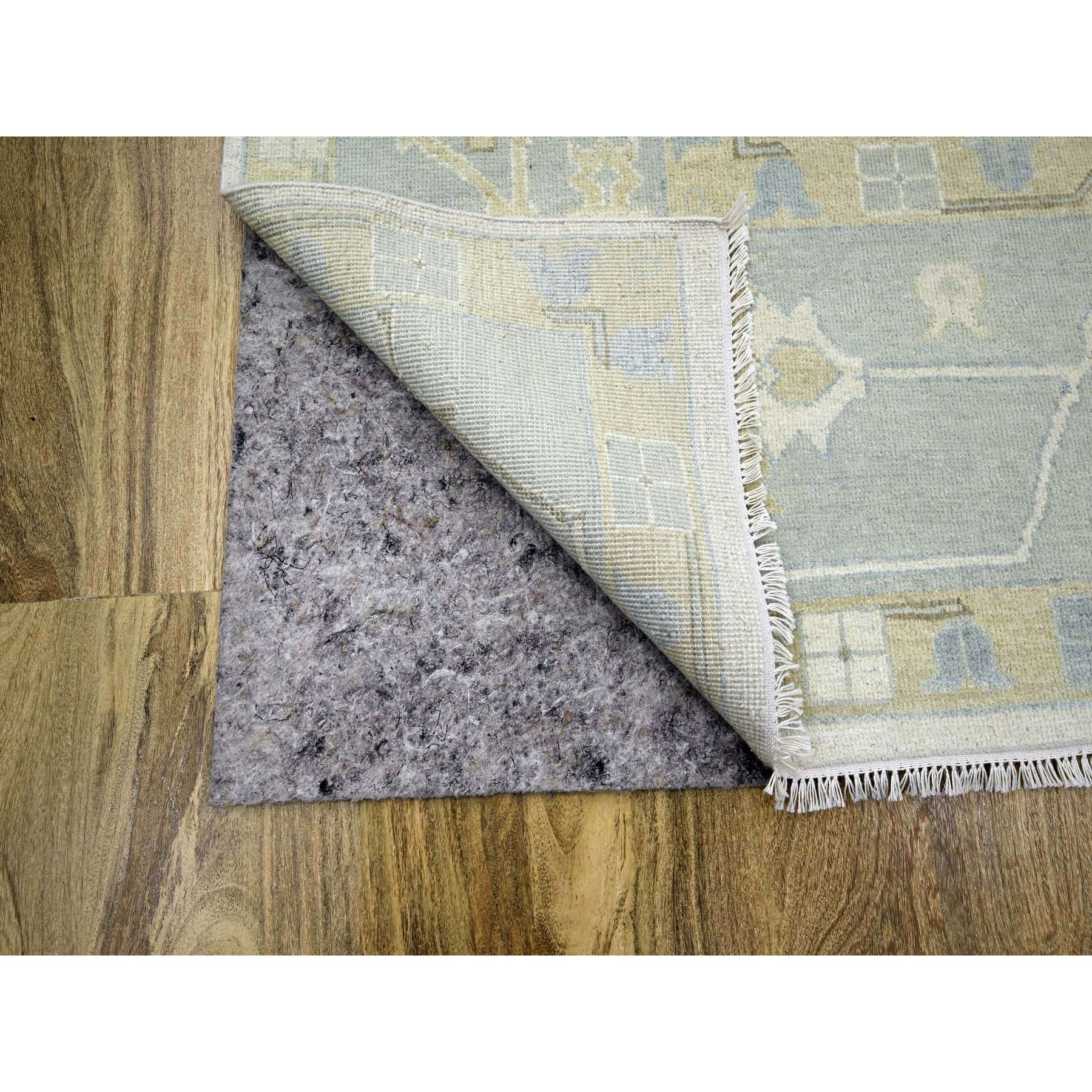 15'x16'3" Cream White, Oushak with All Over Leaf Design, 100% Wool, Hand Knotted, XL Square, Oversized, Oriental Rug Sh76303