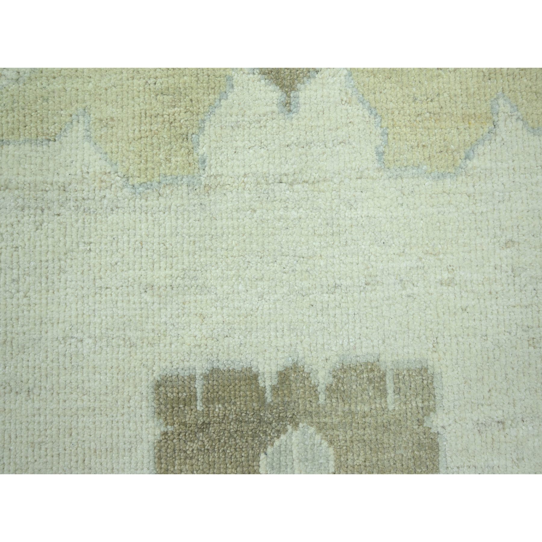 15'x16'3" Cream White, Oushak with All Over Leaf Design, 100% Wool, Hand Knotted, XL Square, Oversized, Oriental Rug Sh76303