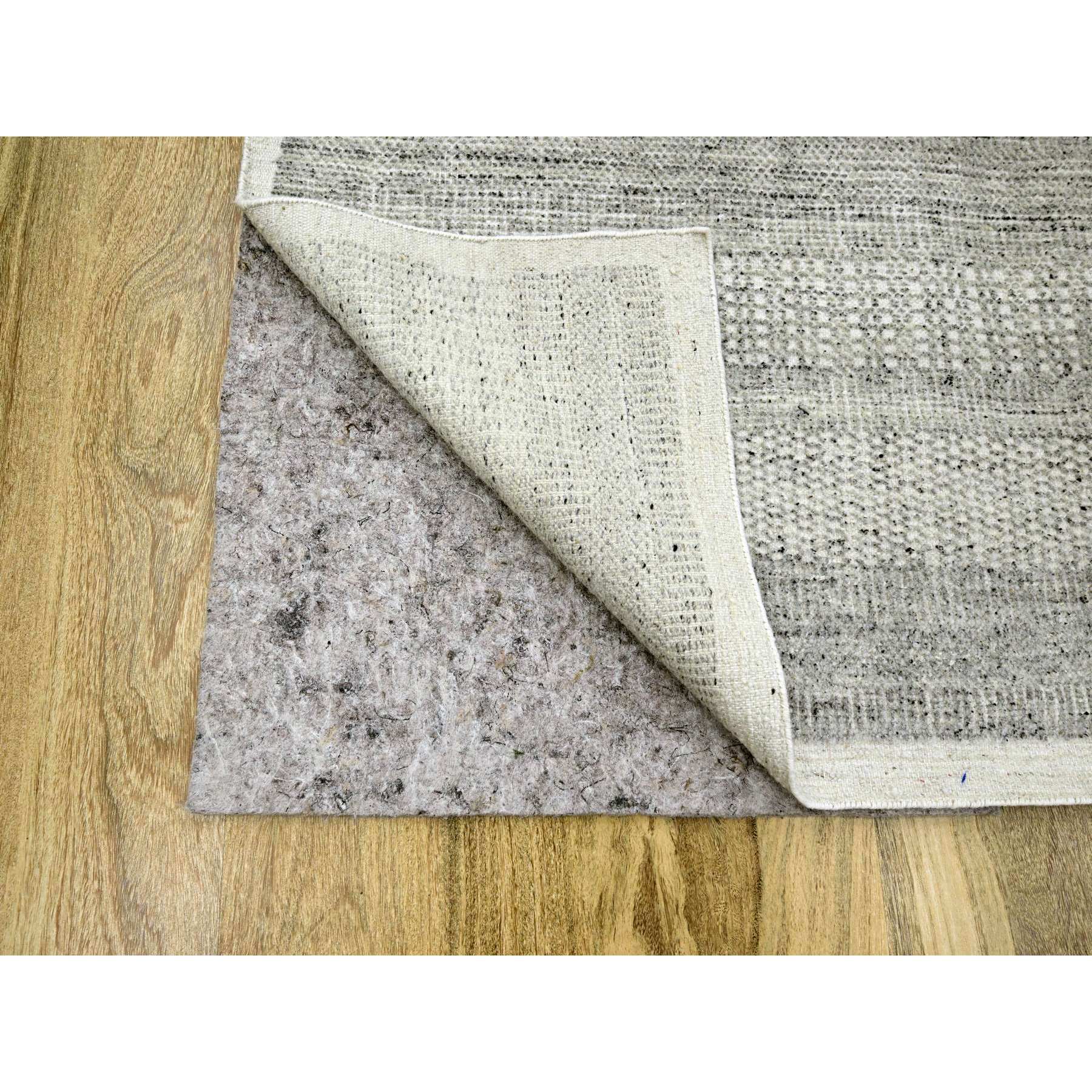12'1"x14'10" Storm Gray, Grass Design with Exposed Warps, Textured Wool, Hand Knotted, Oversized, Oriental Rug Sh76304