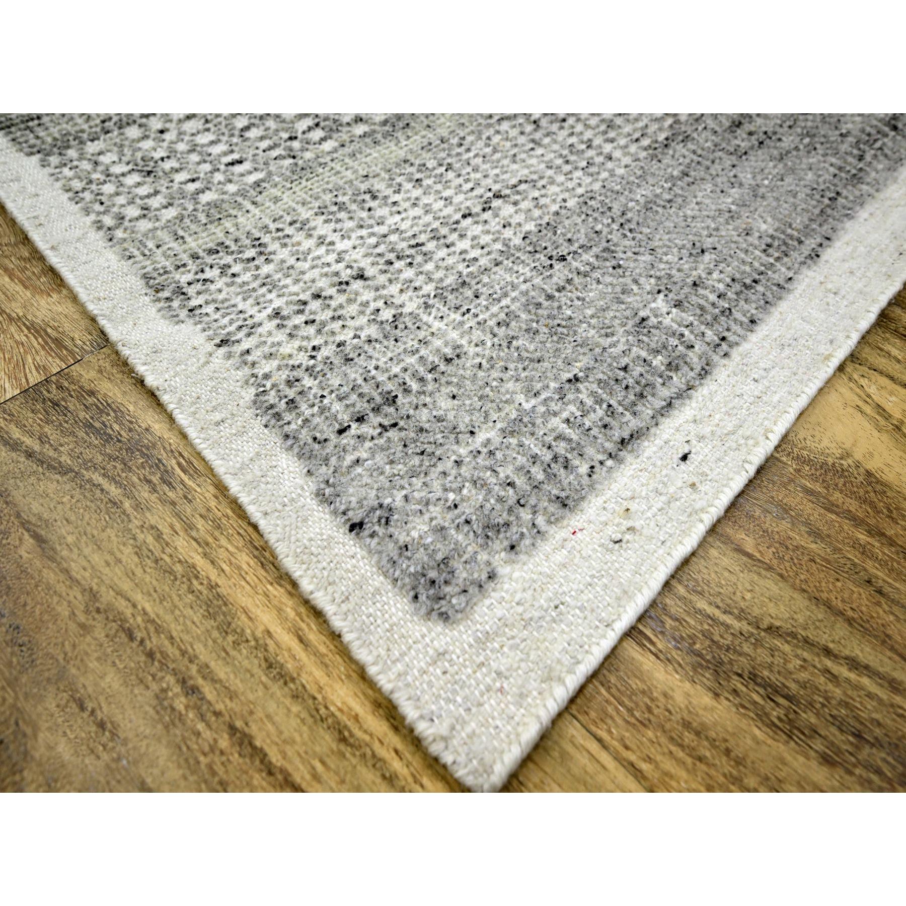 12'1"x14'10" Storm Gray, Grass Design with Exposed Warps, Textured Wool, Hand Knotted, Oversized, Oriental Rug Sh76304