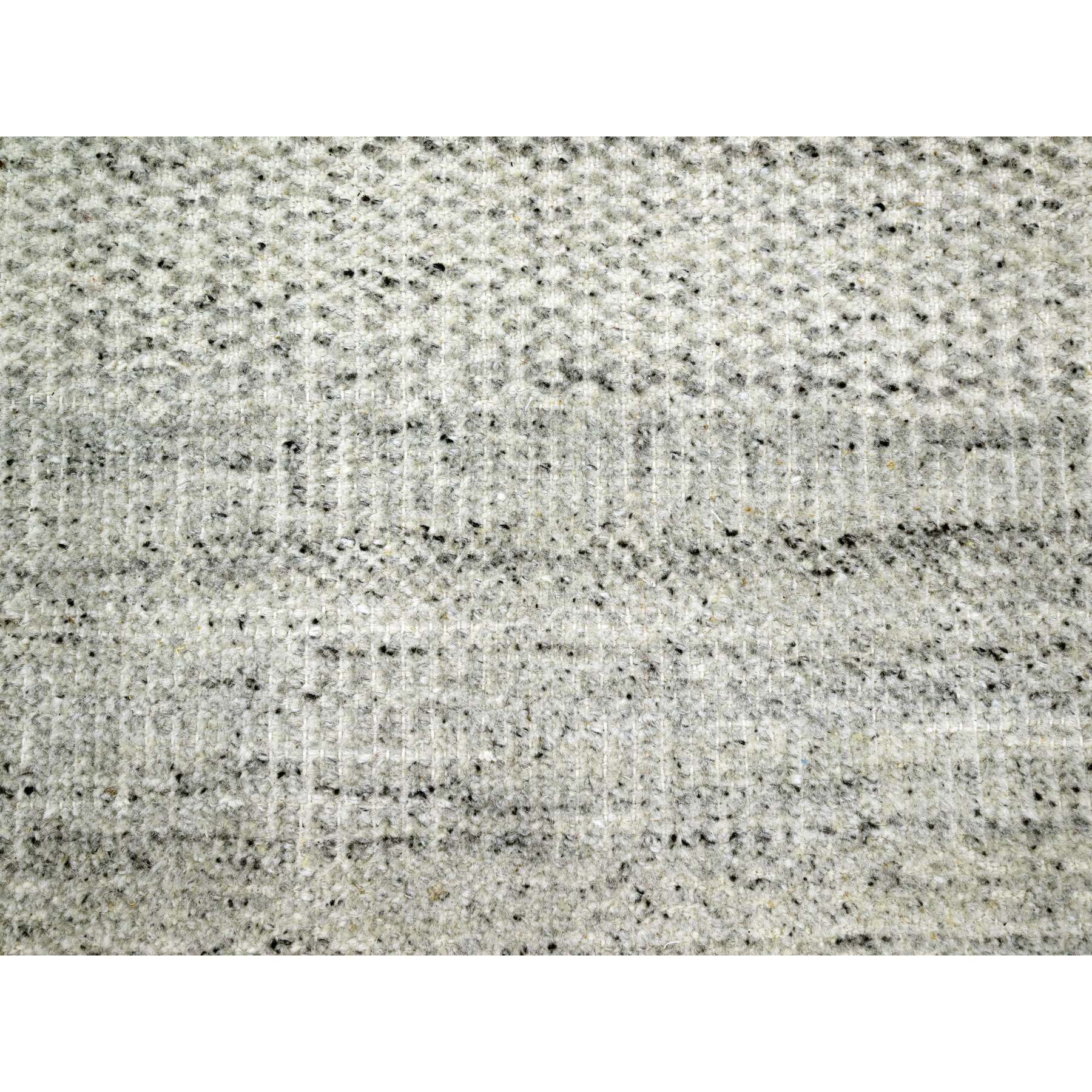 12'1"x14'10" Storm Gray, Grass Design with Exposed Warps, Textured Wool, Hand Knotted, Oversized, Oriental Rug Sh76304