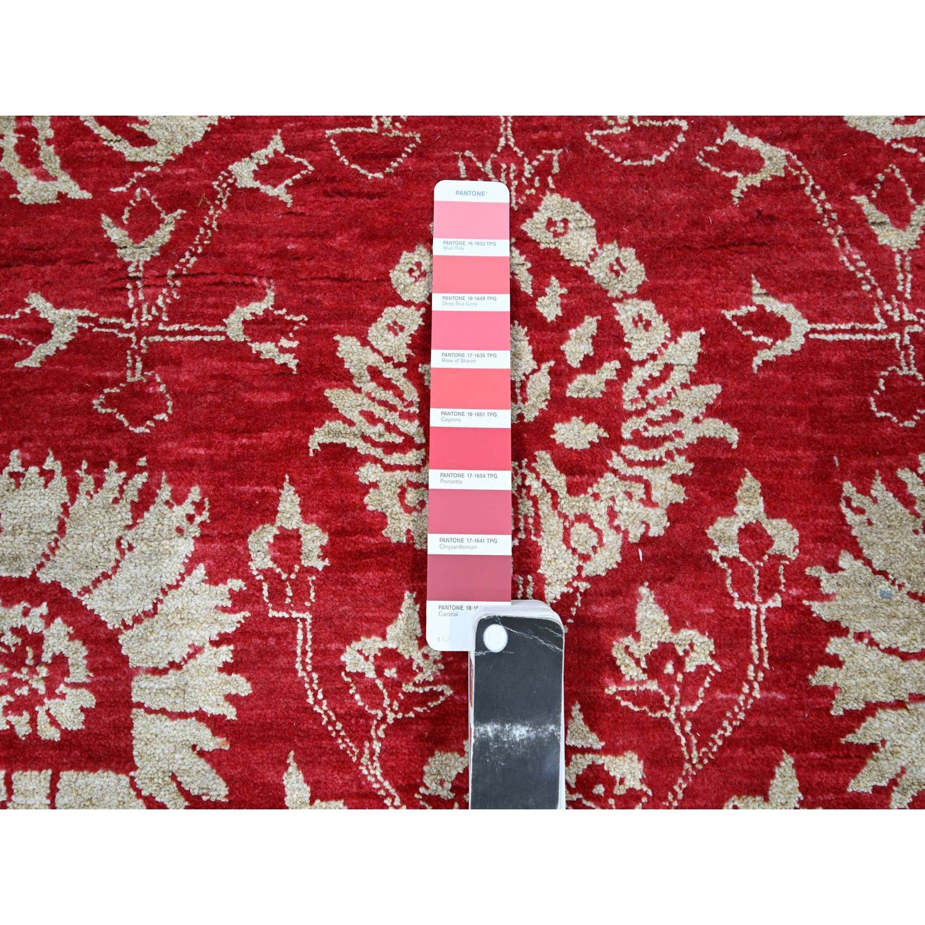7'9"x10' Crimson Red, Persian Tabriz Influence Design, Wool & Silk, Tone on Tone, Hand Knotted, Oriental Rug Sh76306