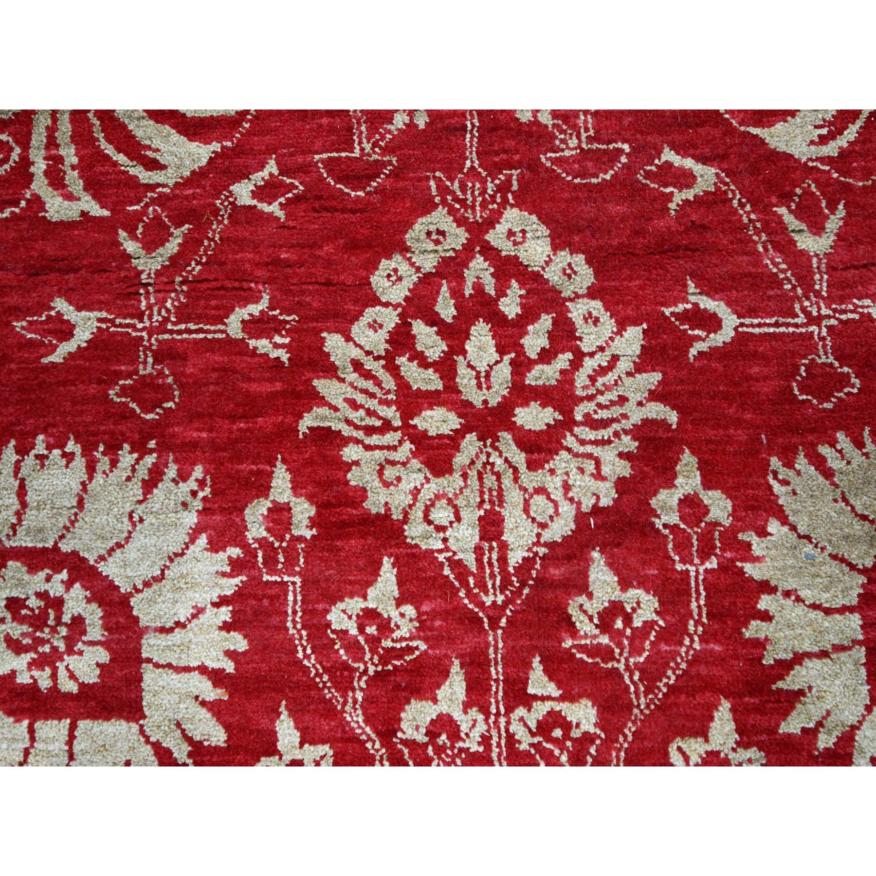 7'9"x10' Crimson Red, Persian Tabriz Influence Design, Wool & Silk, Tone on Tone, Hand Knotted, Oriental Rug Sh76306
