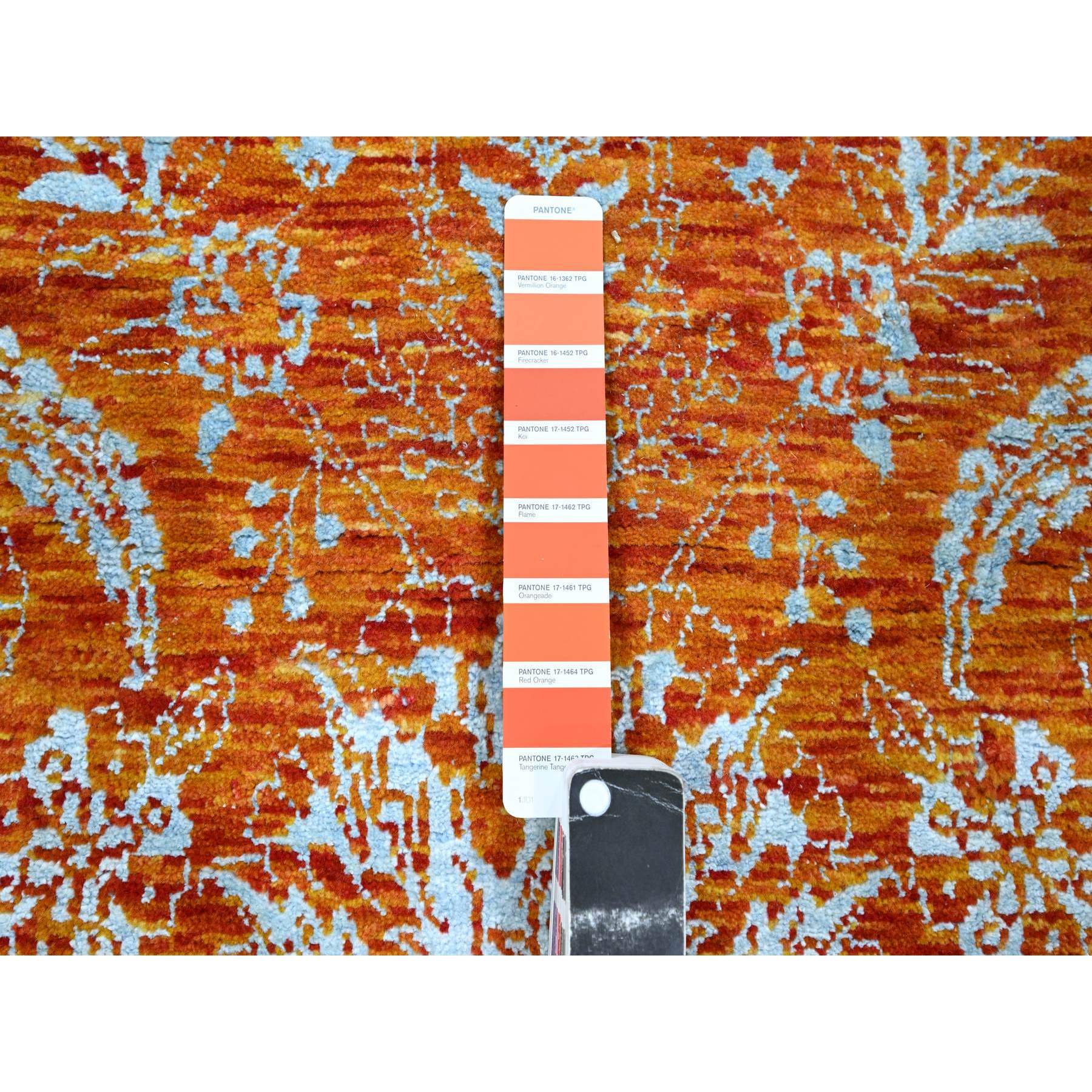 8'x10'4" Burnt Orange, Persian Influence Meditation Design, Wool & Silk, Tone on Tone, Hand Knotted, Oriental Rug Sh76307