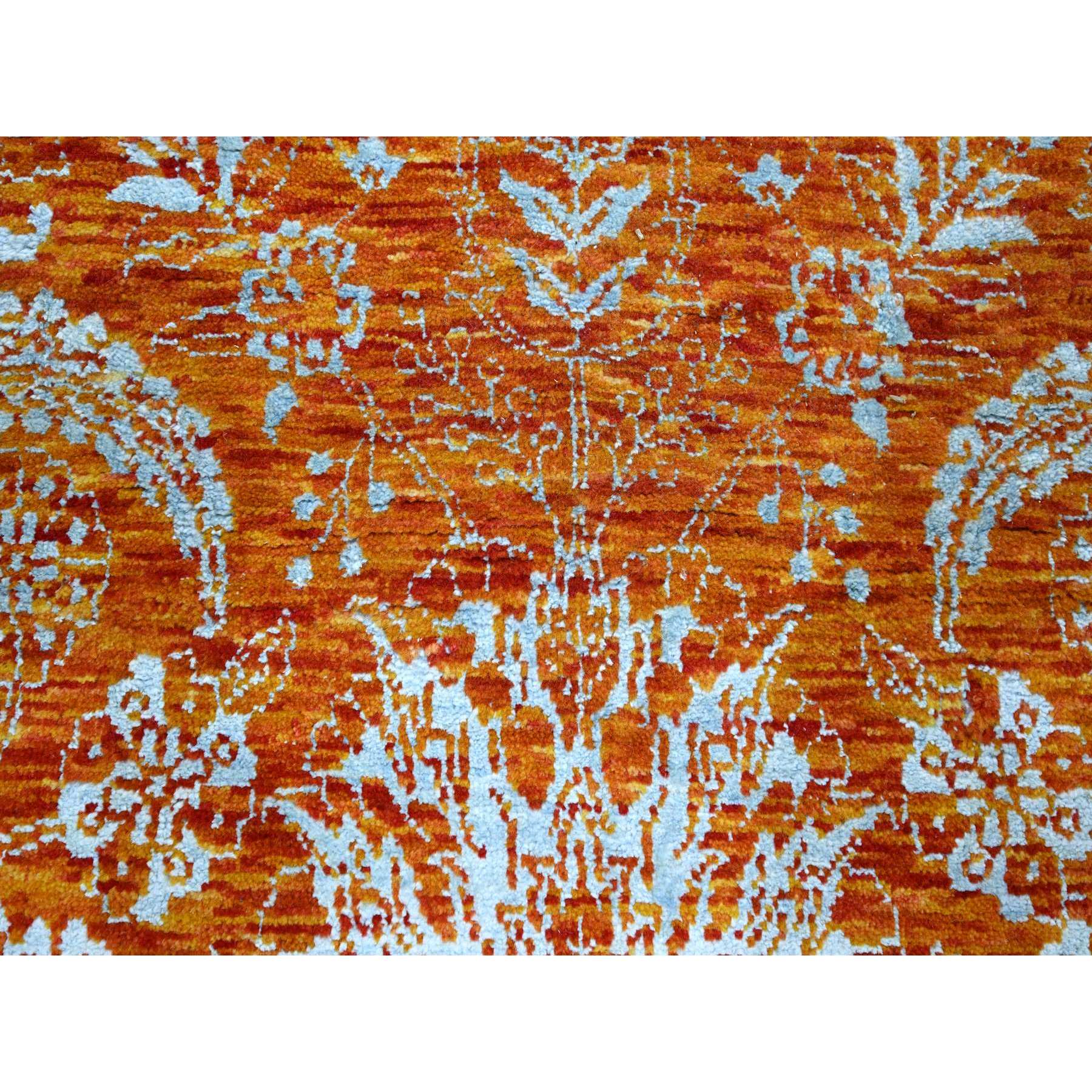 8'x10'4" Burnt Orange, Persian Influence Meditation Design, Wool & Silk, Tone on Tone, Hand Knotted, Oriental Rug Sh76307