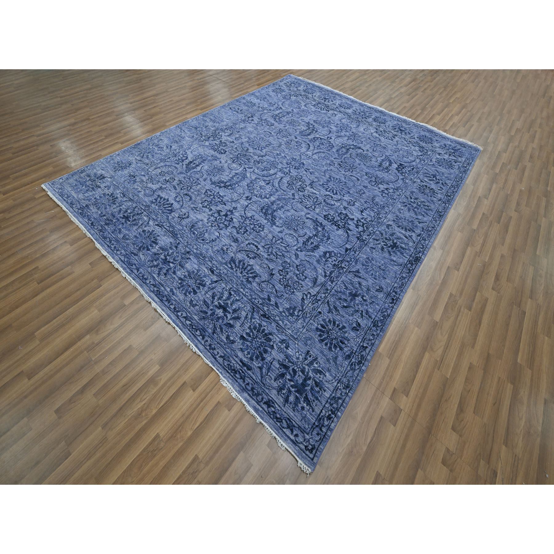8'1"x10' Purple, Saturated Colors and Design, Tone on Tone, Hand Knotted, Wool & Silk, Abrash, Oriental Rug Sh76309