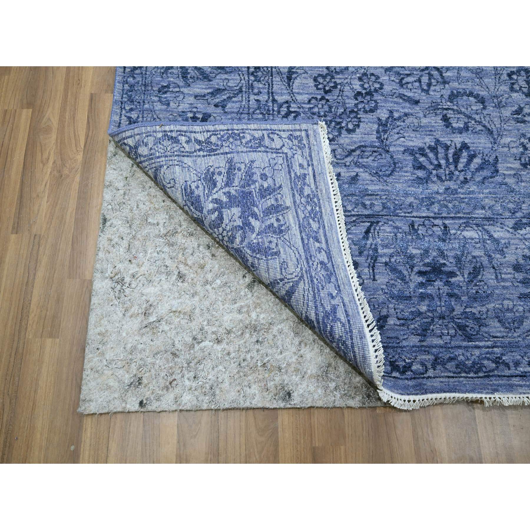 8'1"x10' Purple, Saturated Colors and Design, Tone on Tone, Hand Knotted, Wool & Silk, Abrash, Oriental Rug Sh76309