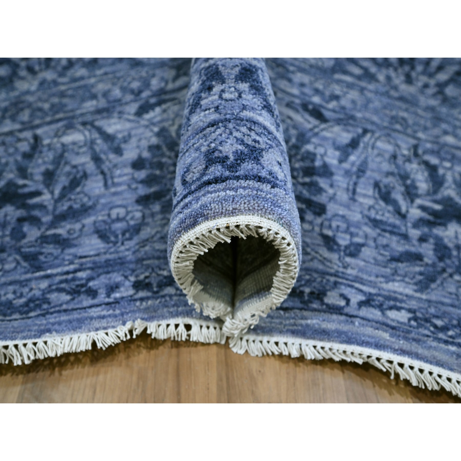 8'1"x10' Purple, Saturated Colors and Design, Tone on Tone, Hand Knotted, Wool & Silk, Abrash, Oriental Rug Sh76309