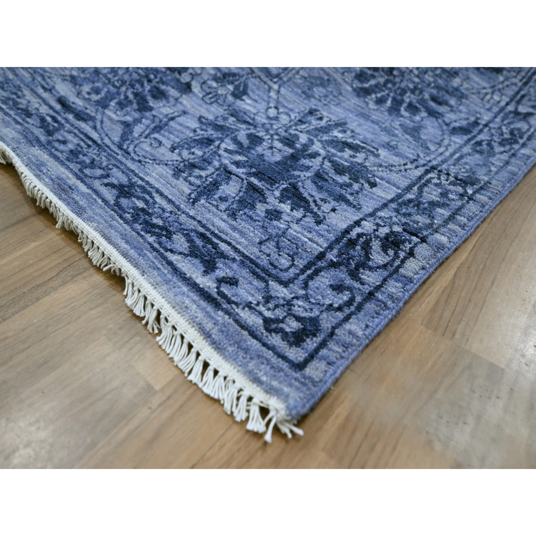 8'1"x10' Purple, Saturated Colors and Design, Tone on Tone, Hand Knotted, Wool & Silk, Abrash, Oriental Rug Sh76309