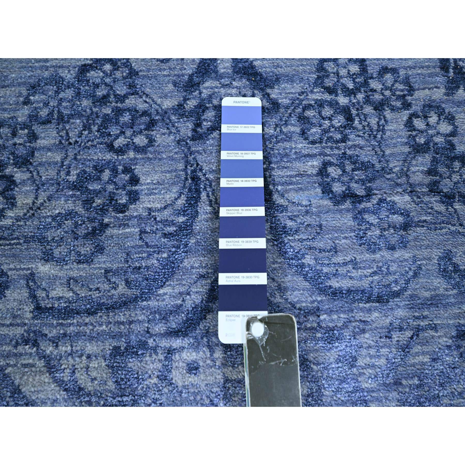 8'1"x10' Purple, Saturated Colors and Design, Tone on Tone, Hand Knotted, Wool & Silk, Abrash, Oriental Rug Sh76309