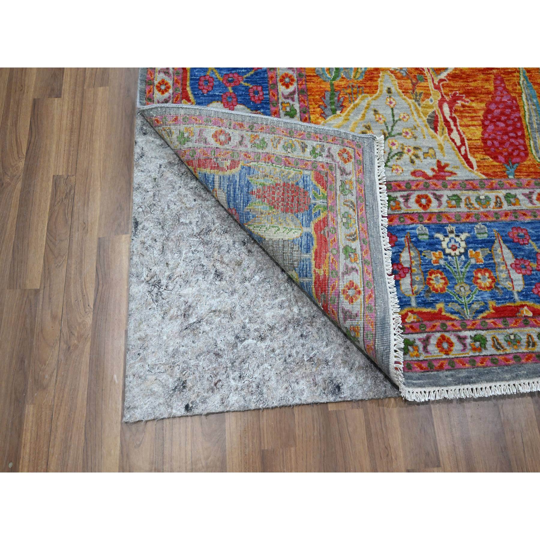 8'x10' Aqua Blue, Pictorial with Colorful Mountain and Tree Scenery Design, Hand Knotted, 100% Wool, Agra, Oriental Rug Sh76313
